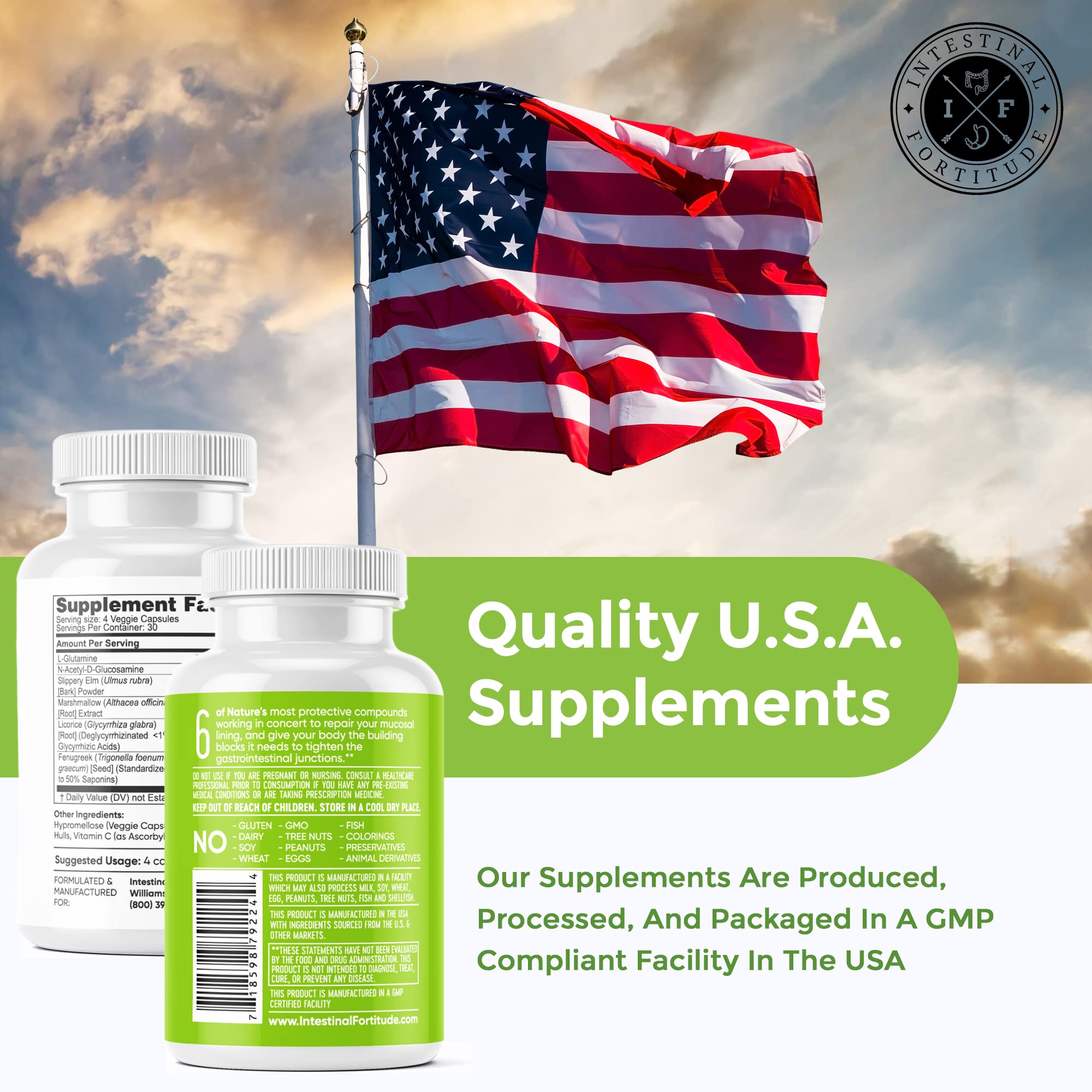 Intestinal Fortitude GLR-6 - Gut Lining Repair Supplement for Gut Health - Leaky Gut Repair with L-Glutamine, Slippery Elm, DGL Licorice Root, Marshmallow Root, Fenugreek Intestinal Fortitude uk supplements