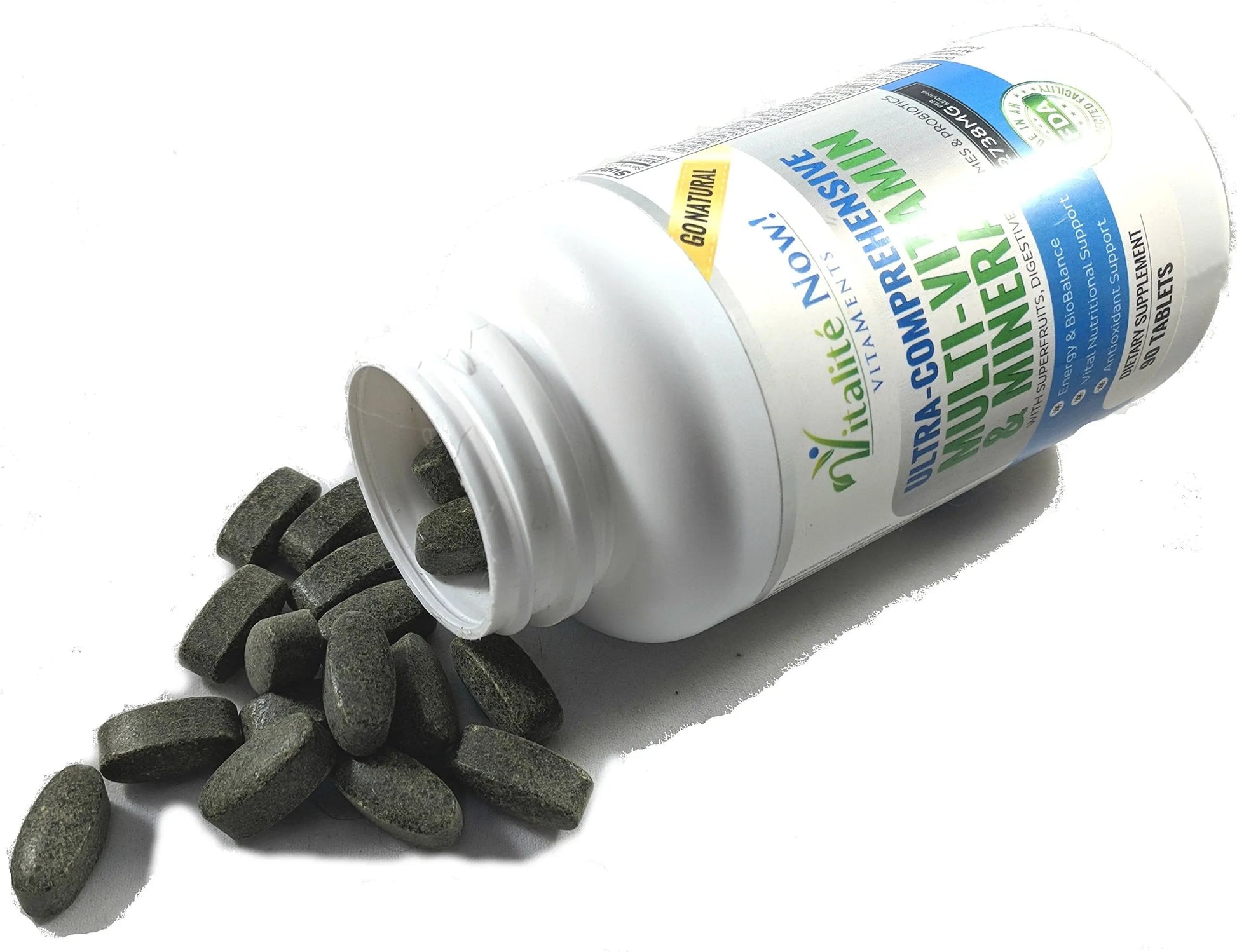 Vegan Whole Food Multivitamin & Mineral - Vitamins A B1 B2 B6 B12 C D3 E & 110 Super Foods, Herbs, Greens & Reds Vitalité Now! uk supplements