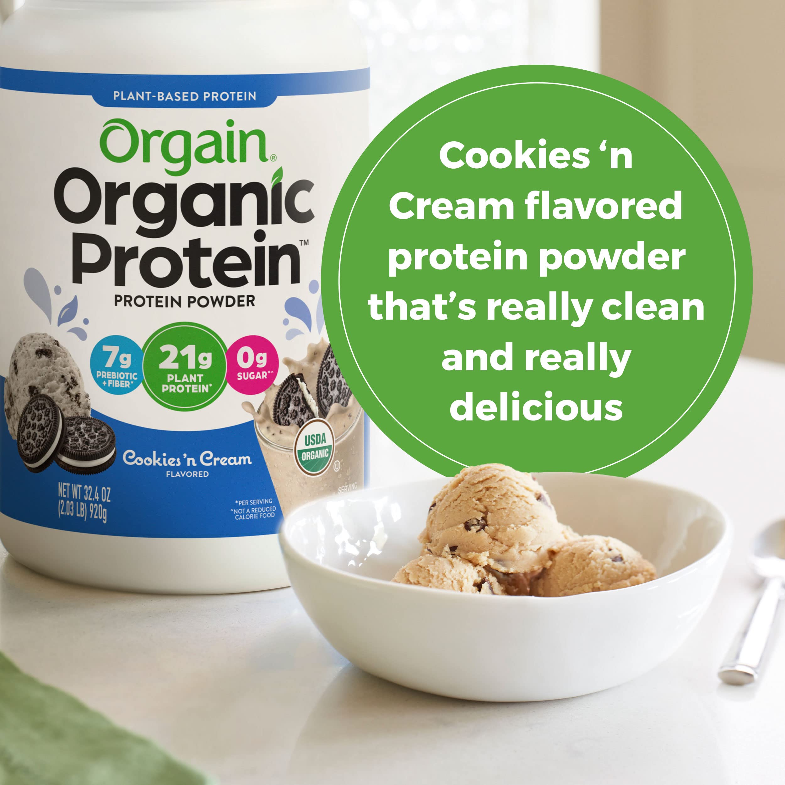 Orgain Organic Vegan Protein Powder, Cookies and Cream - 21g Plant Based Protein Orgain uk supplements