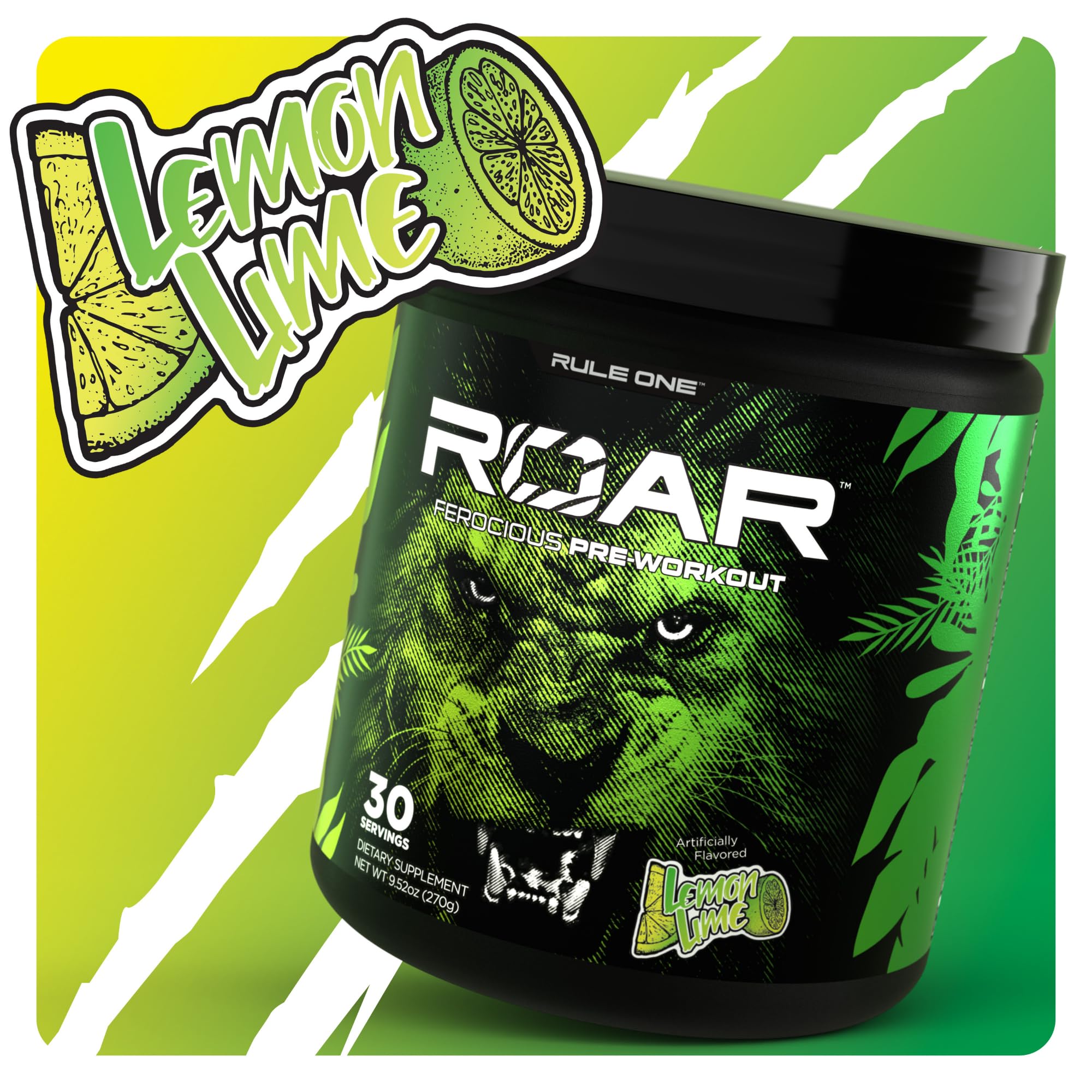 Rule 1 R1 Roar, Lemon Lime - 9.52 oz - Pre-Workout Powder - with Creatine, Beta-Alanine Rule 1 Proteins uk supplements