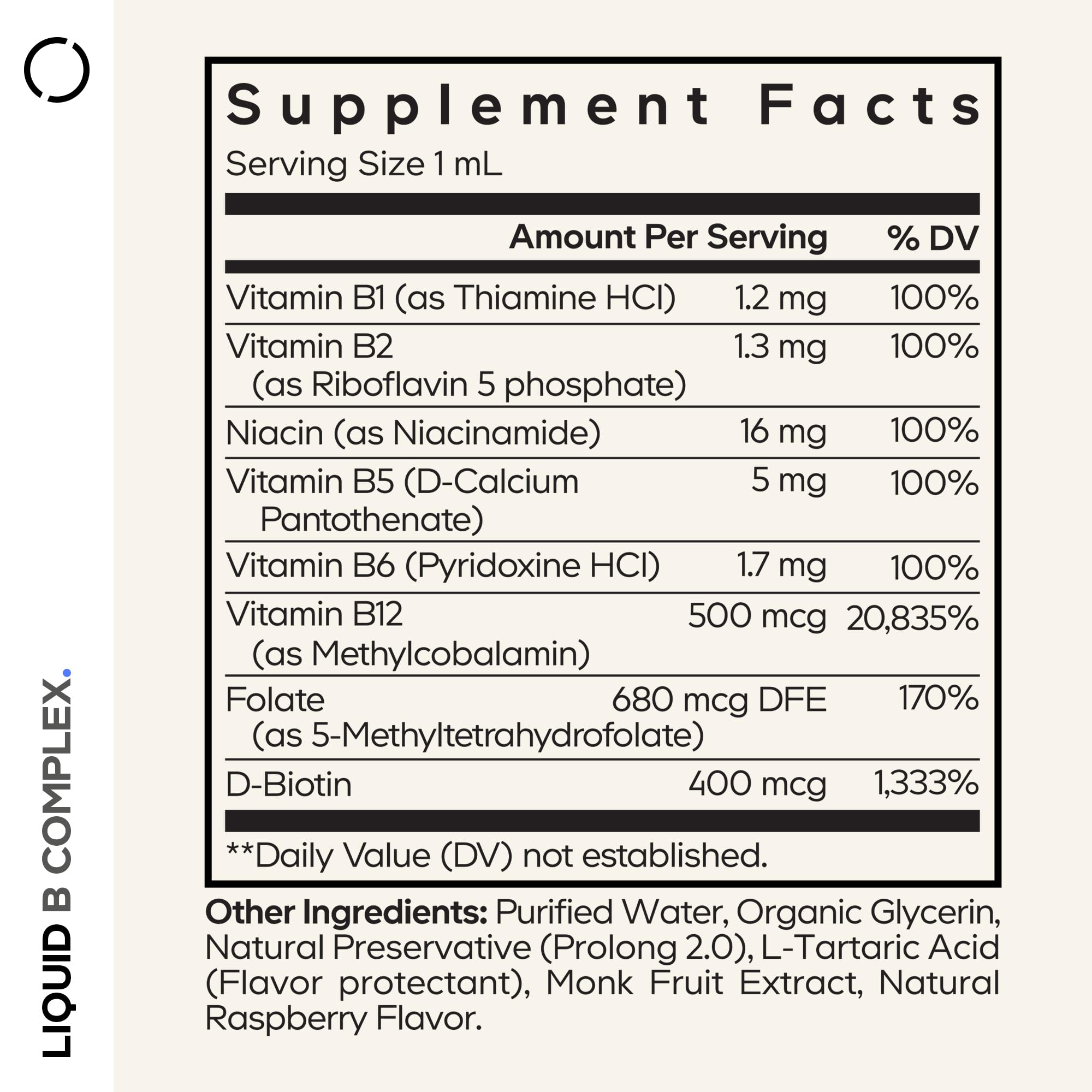 Codeage Liquid B-Complex Supplement with 8 Forms of Vitamin B - Vitamin Thiamine B1, Riboflavin B2, B3, B5, B6, Biotin B7, Active Methylated B9 Folate & B12 - Raspberry Flavor - Non-GMO - 1 fl oz Codeage uk supplements