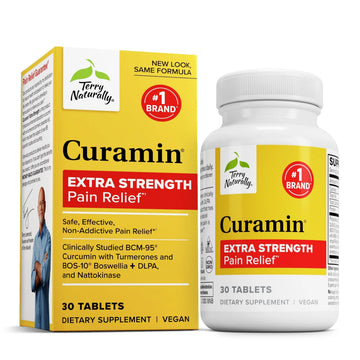 Terry Naturally Curamin Extra Strength - Curcumin & Boswellia Supplement for Healthy Circulation Support - Turmeric Supplement to Support Joints, Muscle Health & Endorphin Production - 30 Tablets Terry Naturally uk supplements