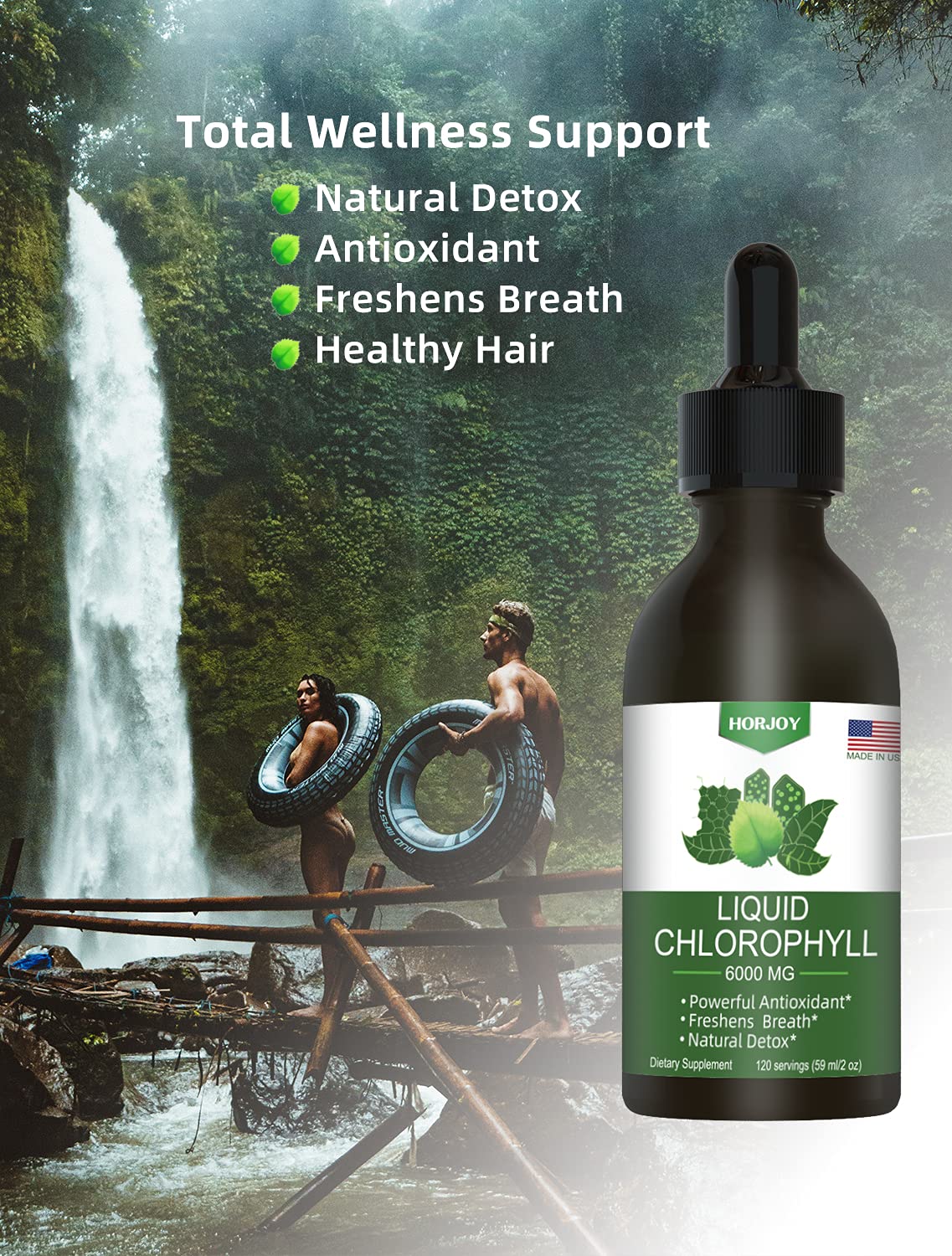 Chlorophyll Liquid Drops - 100% Natural Energy Booster and Immune Support - Internal Horjoy uk supplements
