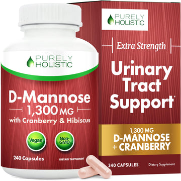 D Mannose with Cranberry | Drug-Free Urinary Tract Health Support | Evidence-Based DMannose 1300mg for Urinary & Bladder Health for Women | D Mannose Supplements for Women & Men | Non-GMO | 240 Ct Purely Holistic uk supplements