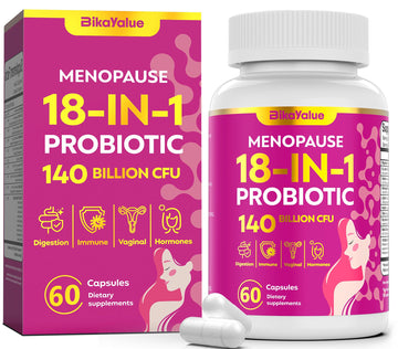 Menopause Supplements for Women, 140 Billion CFU Probiotics, 18-in-1 Menopause Relief with Magnesium, Black Cohosh, Inositol, Hormone Harmony for Women, Night Sweats, Mood Swings, Immunity - 60 Caps BIKAYALUE uk supplements