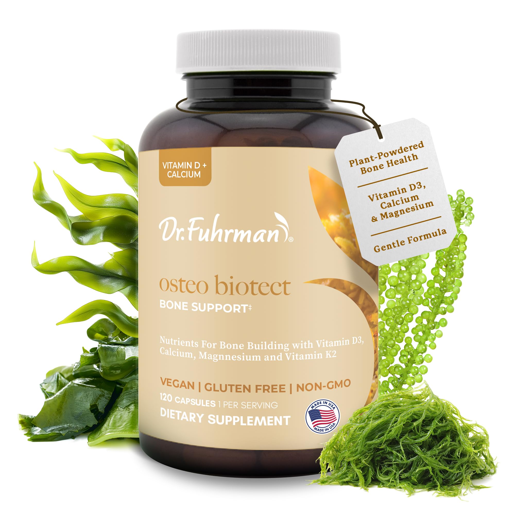 Dr. Fuhrman Osteo Bone Health Supplement | Wholefood Supplement for Women & Men | Vitamin for Bone Density | Organic Vitamin D3, Calcium, Magnesium & K2 | Natural Ingredients | 120 Caps Dr. Fuhrman uk supplements