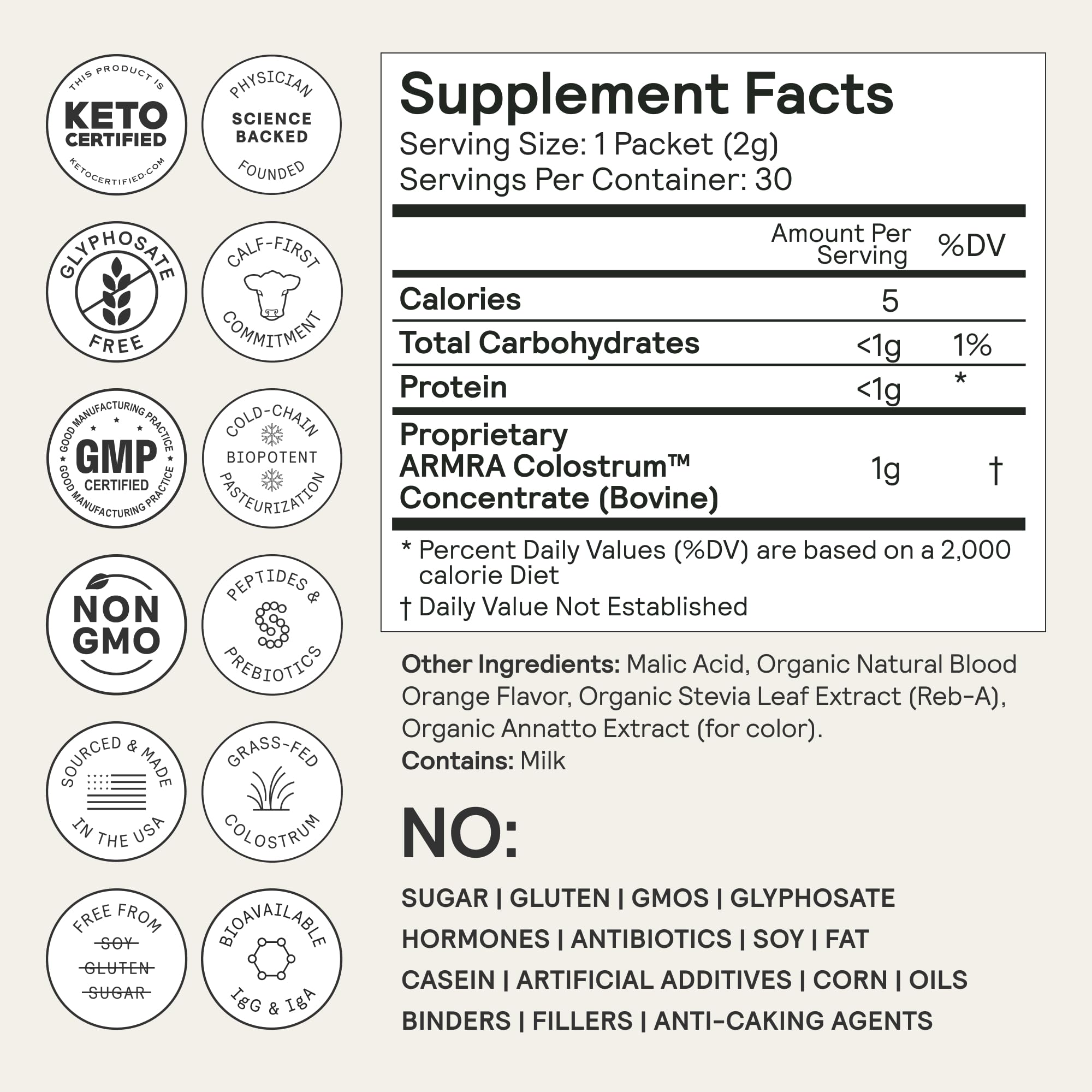 ARMRA Colostrum™ Premium Powder, Grass Fed, Gut Health Bloating Immunity Skin & Hair, Contains 400+ Bioactive Nutrients, Keto, Gluten & Fat Free (Blood Orange Bundle | 120 Servings) ARMRA uk supplements