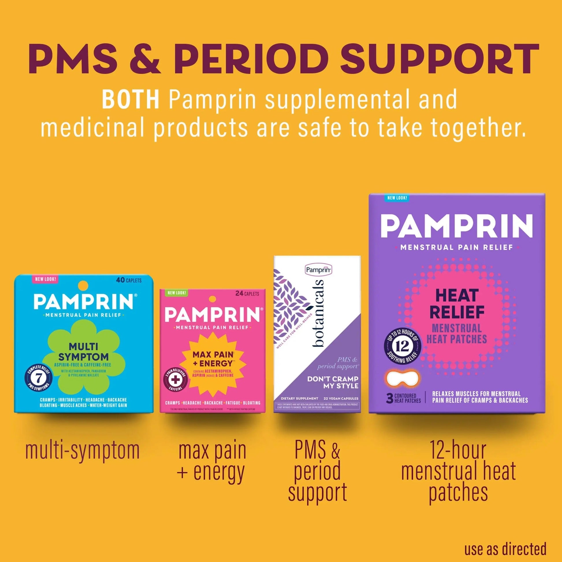 Pamprin Maximum Strength Max Pain and Energy Formula, Menstrual Period Symptoms Relief for Cramps, Bloating and Fatigue, 24 Caplets Pamprin uk supplements