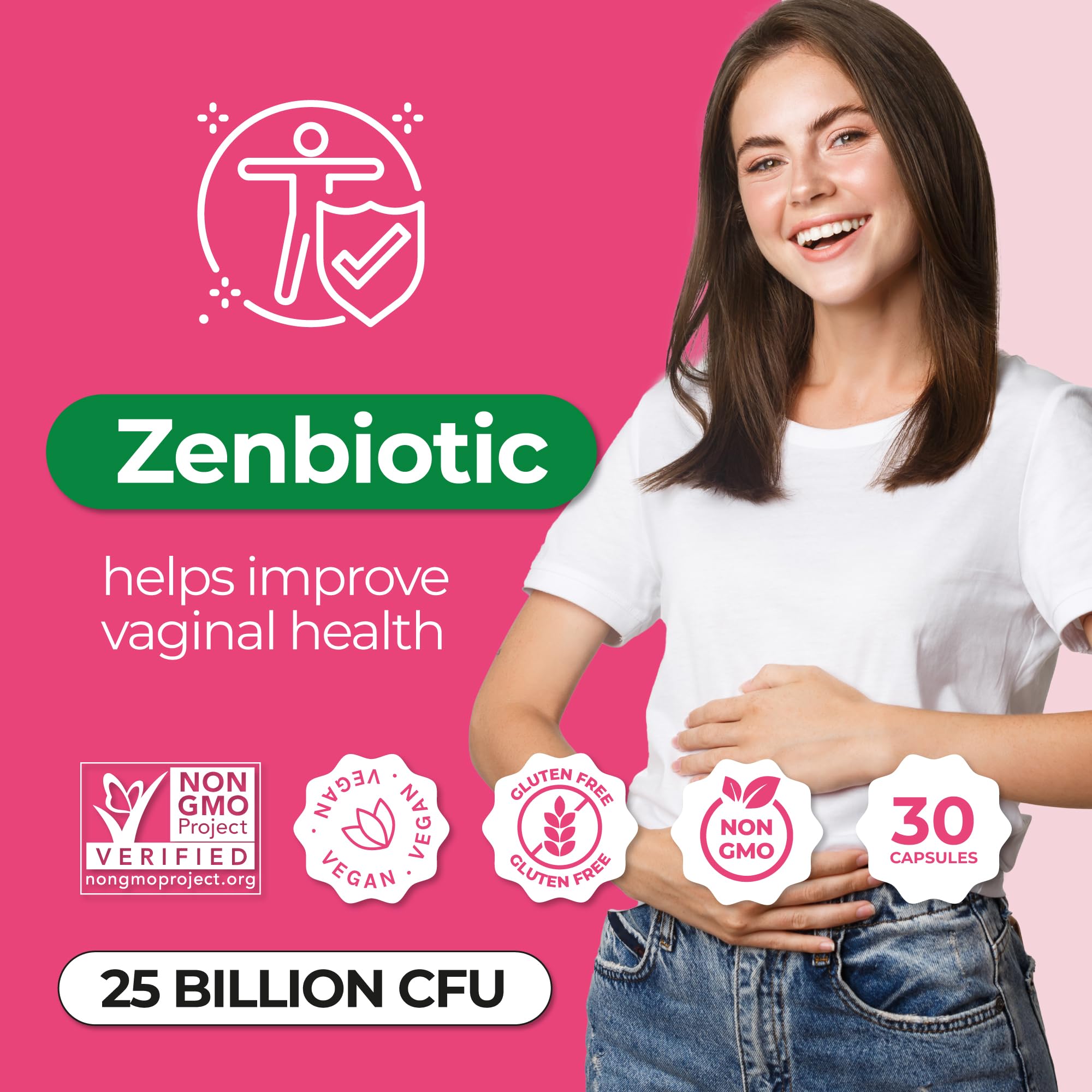 ZENZSUAL Zenbiotic Probiotics Support for Women – 25 Billion CFU, Vaginal Health & pH Balance Support, Odor & Yeast Control, Gut & Digestive Health, Urinary Comfort, Hormone Balance, 30 Vegan Capsules ZENZSUAL uk supplements