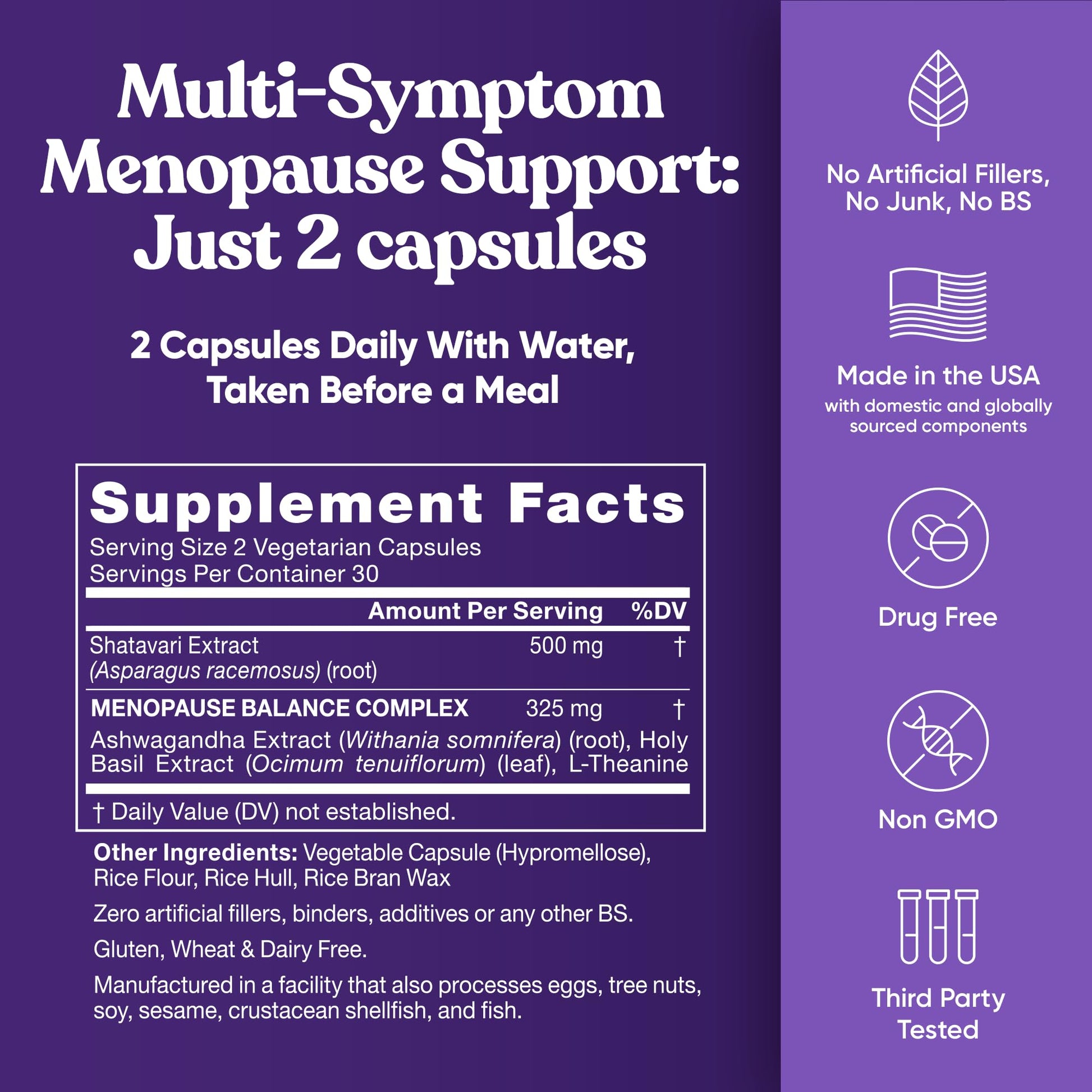 Premium Menopause Supplement for Women – Menopause Balance with Shatavari, Ashwagandha, L-Theanine & Holy Basil – Holistic Multi-Symptom Menopause Support & Hot Flash Relief – 60 Vegetarian Capsules Eu Natural uk supplements