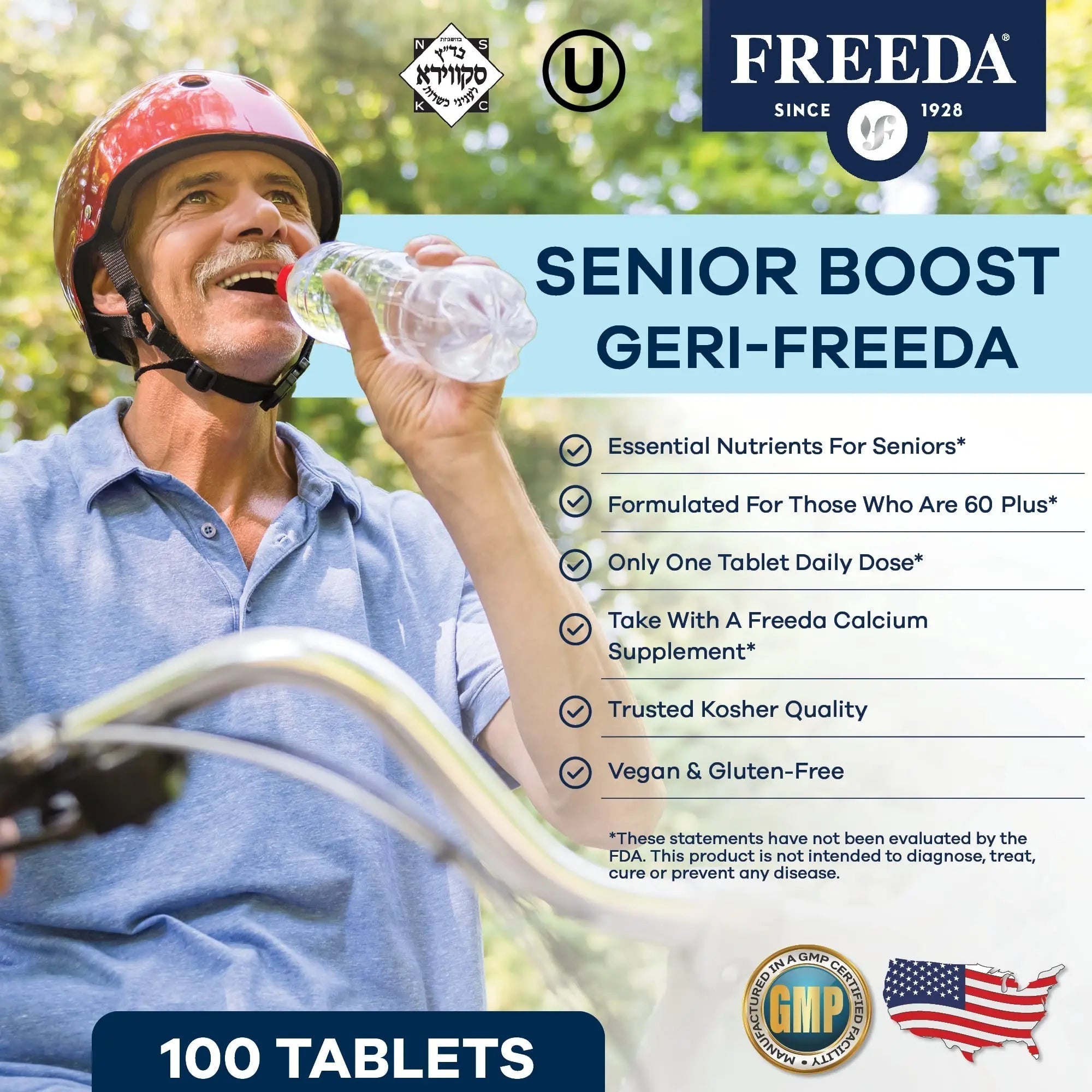 Freeda Senior Multivitamin - Kosher Vitamins for Men & Women 60 and Over - One Daily Coated Tablet - Women’s & Men’s Vitamins Multivitamin 60 Plus FREEDA uk supplements