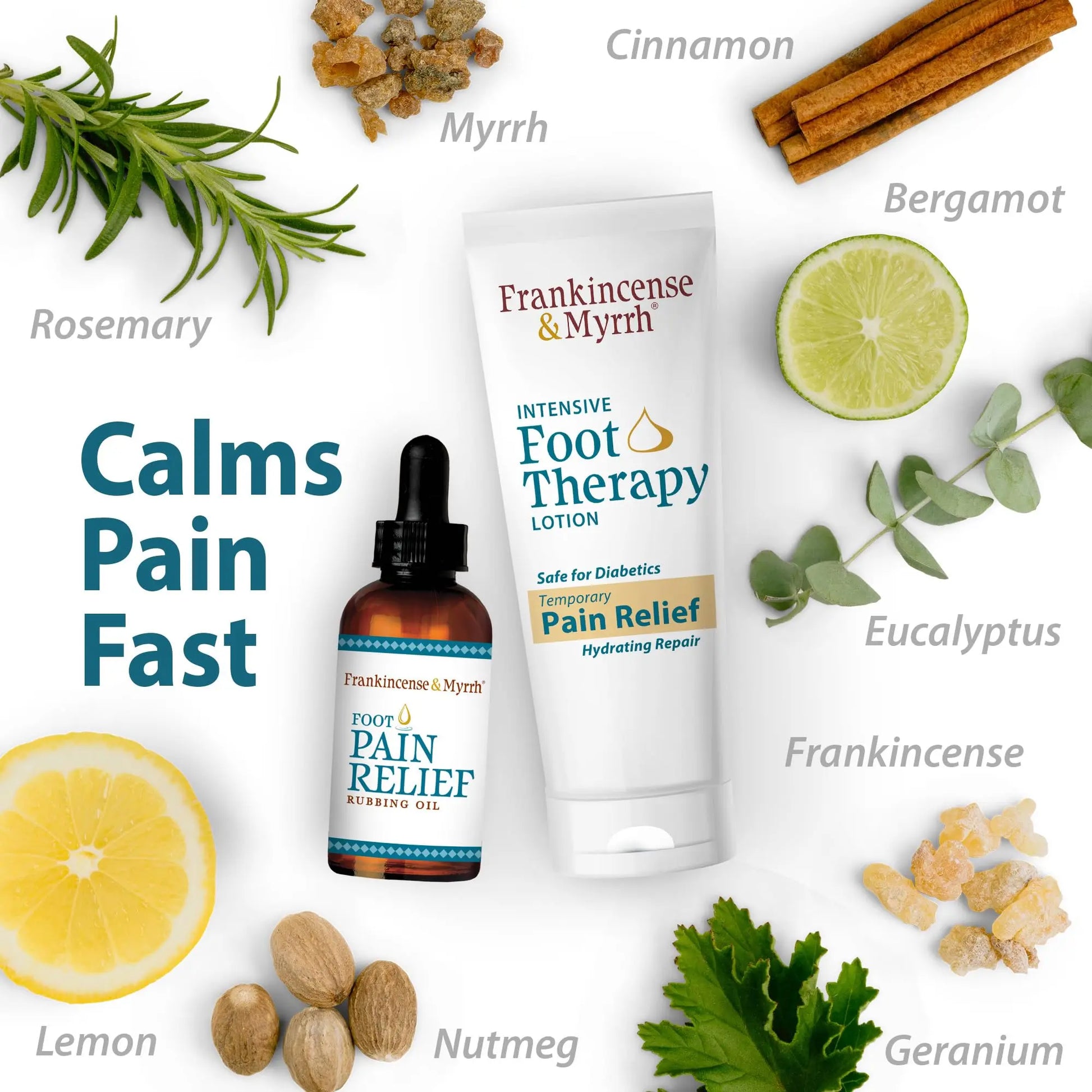 FRANKINCENSE & MYRRH Foot Pain Combo Pack: Foot Pain Relief Rubbing Oil (2 oz) and Intensive Therapy Lotion for feet (3 oz), Neuropathy, Nerve Relief, Frankincense Essential Oil, Maximum Strength FRANKINCENSE & MYRRH uk supplements