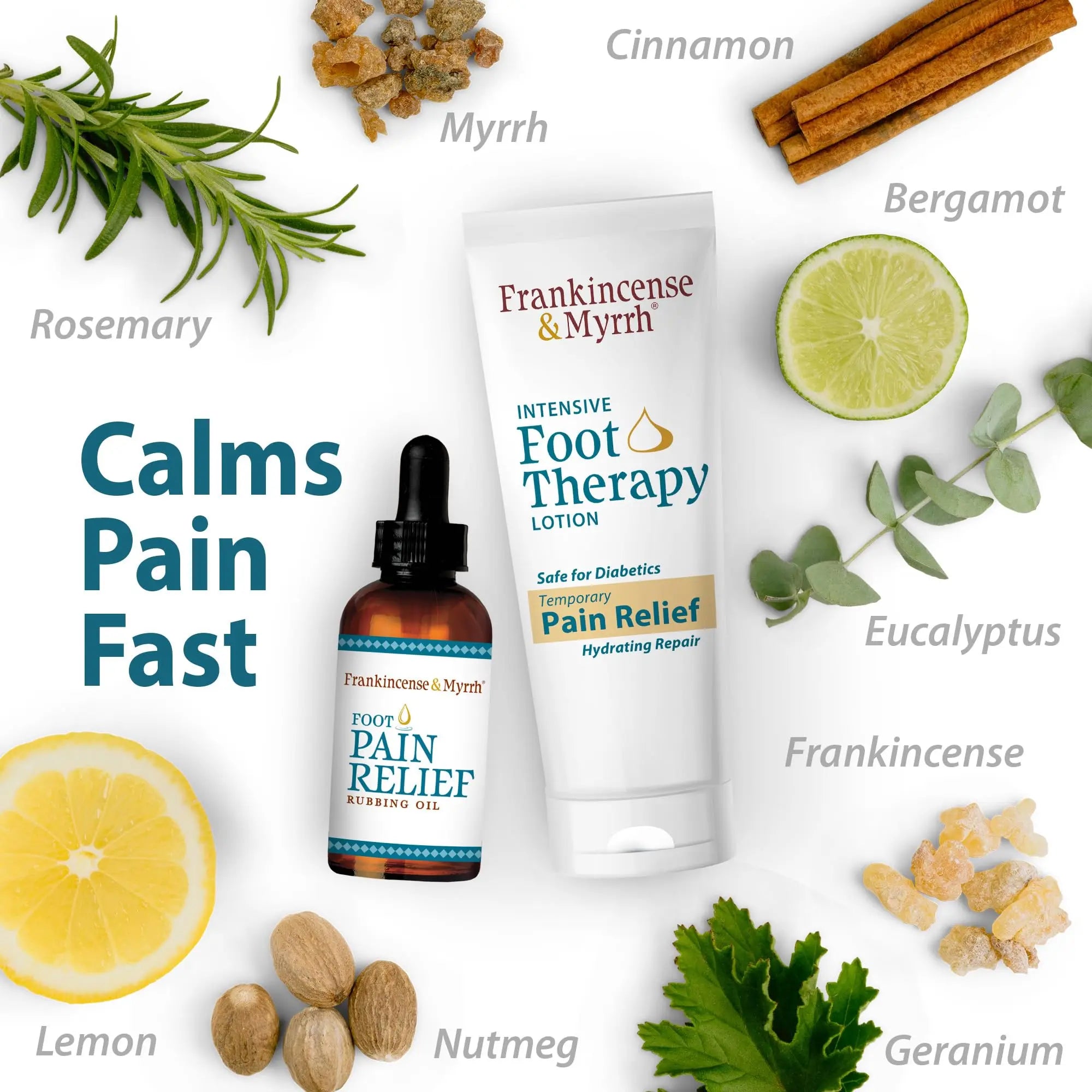 FRANKINCENSE & MYRRH Foot Pain Combo Pack: Foot Pain Relief Rubbing Oil (2 oz) and Intensive Therapy Lotion for feet (3 oz), Neuropathy, Nerve Relief, Frankincense Essential Oil, Maximum Strength FRANKINCENSE & MYRRH uk supplements