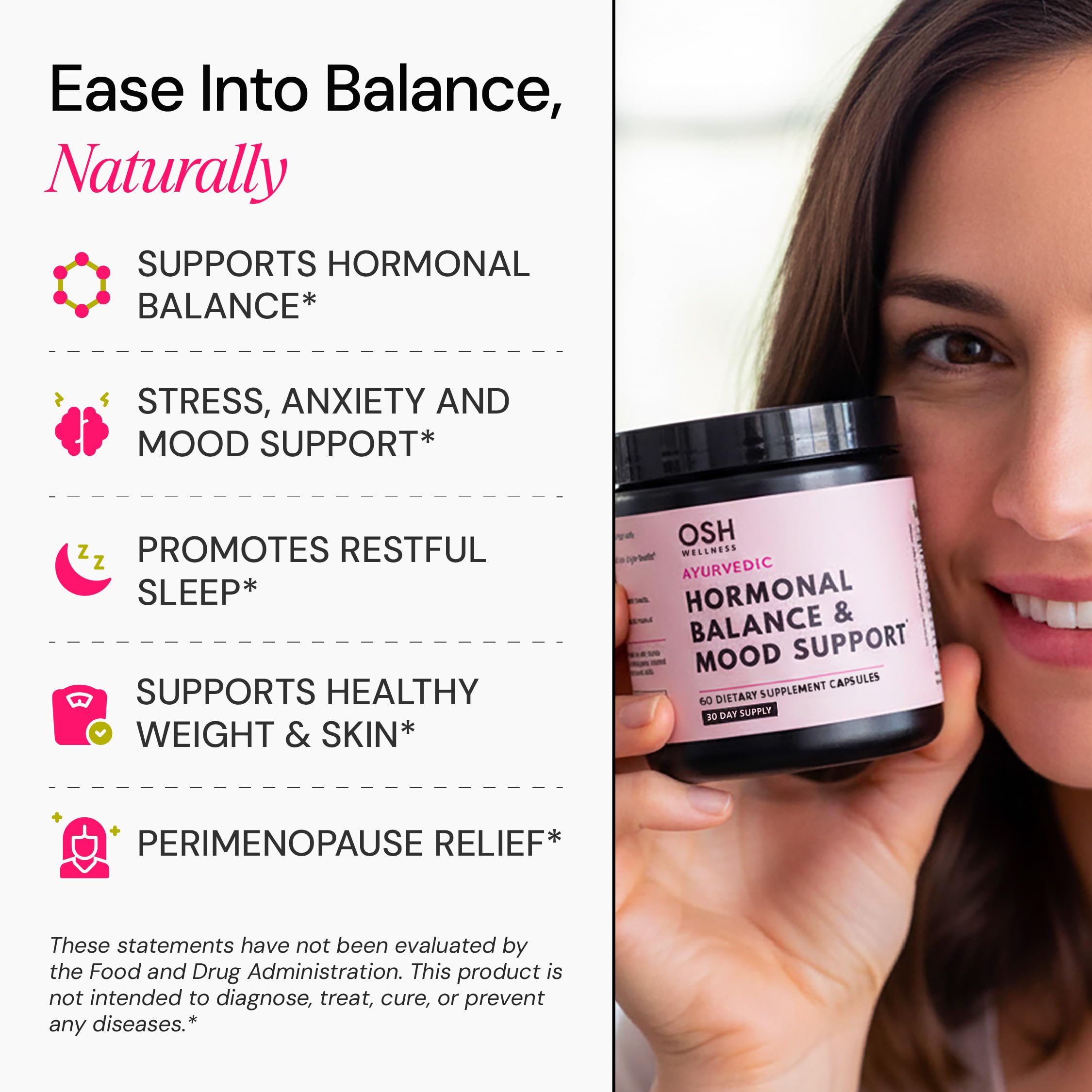 Ayurvedic Hormone Balance for Women | Cortisol Reducer | Mood, Energy, & Sleep Support | Regulates Estrogen | Stress Relief | Ashwagandha, Rhodiola, & Shatavari | Made in USA | 60 Ct. - OSH Wellness Freshly Moms uk supplements