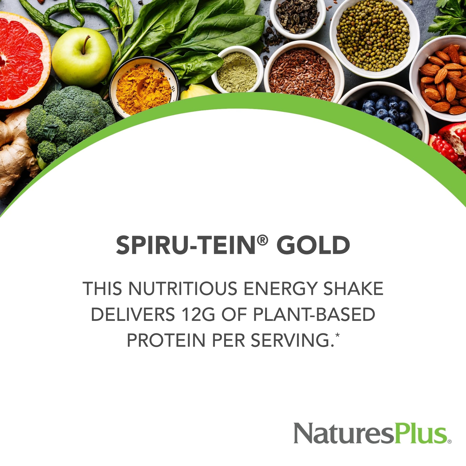 NaturesPlus SPIRU-TEIN GOLD, Vanilla - 1.03 lb - Plant-Based Protein Powder - Vitamins & Minerals for Energy - Vegetarian, Gluten Free - 13 Servings NaturesPlus uk supplements