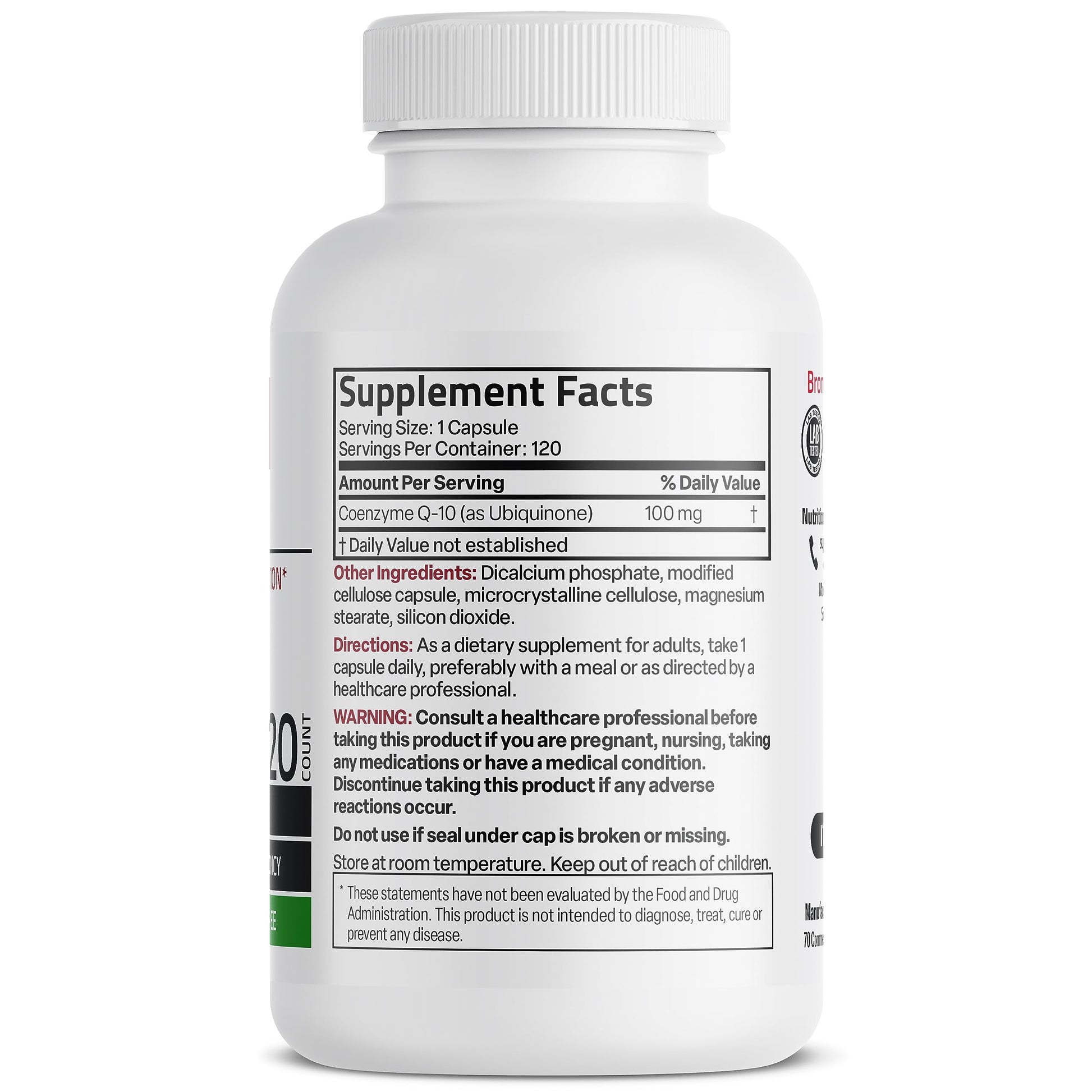 Bronson CoQ10 100 MG High Potency Cellular Energy Production, 120 Vegetarian Capsules Bronson uk supplements