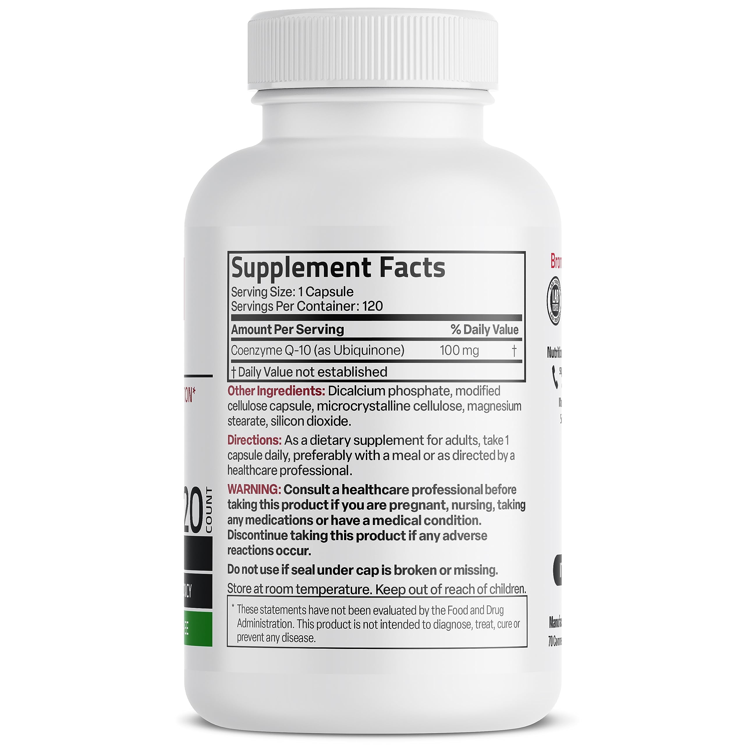 Bronson CoQ10 100 MG High Potency Cellular Energy Production, 120 Vegetarian Capsules Bronson uk supplements