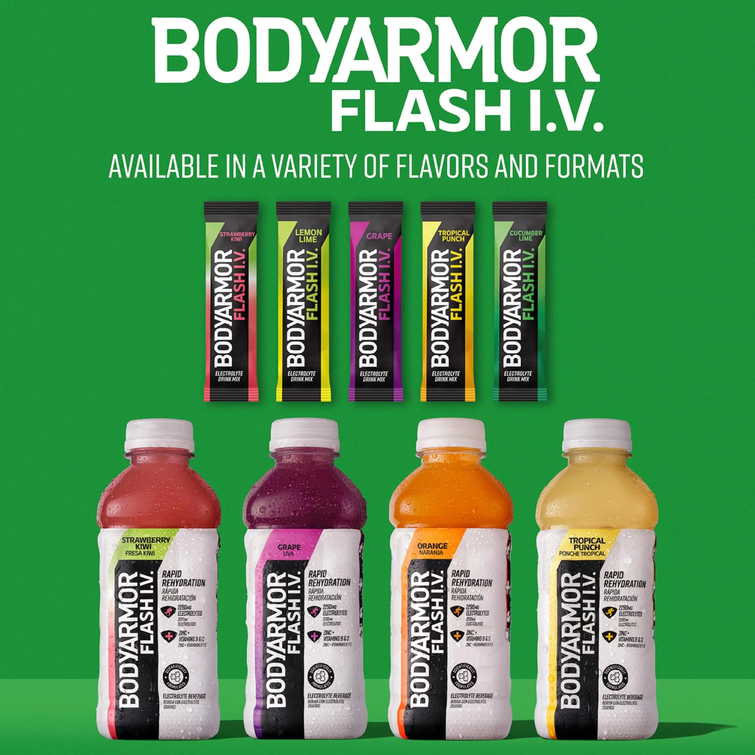 BODYARMOR Flash IV Electrolyte Packets, Strawberry Kiwi - Zero Sugar Drink Mix, Single Serve Packs, Coconut Water Powder (15 Count) BODYARMOR uk supplements