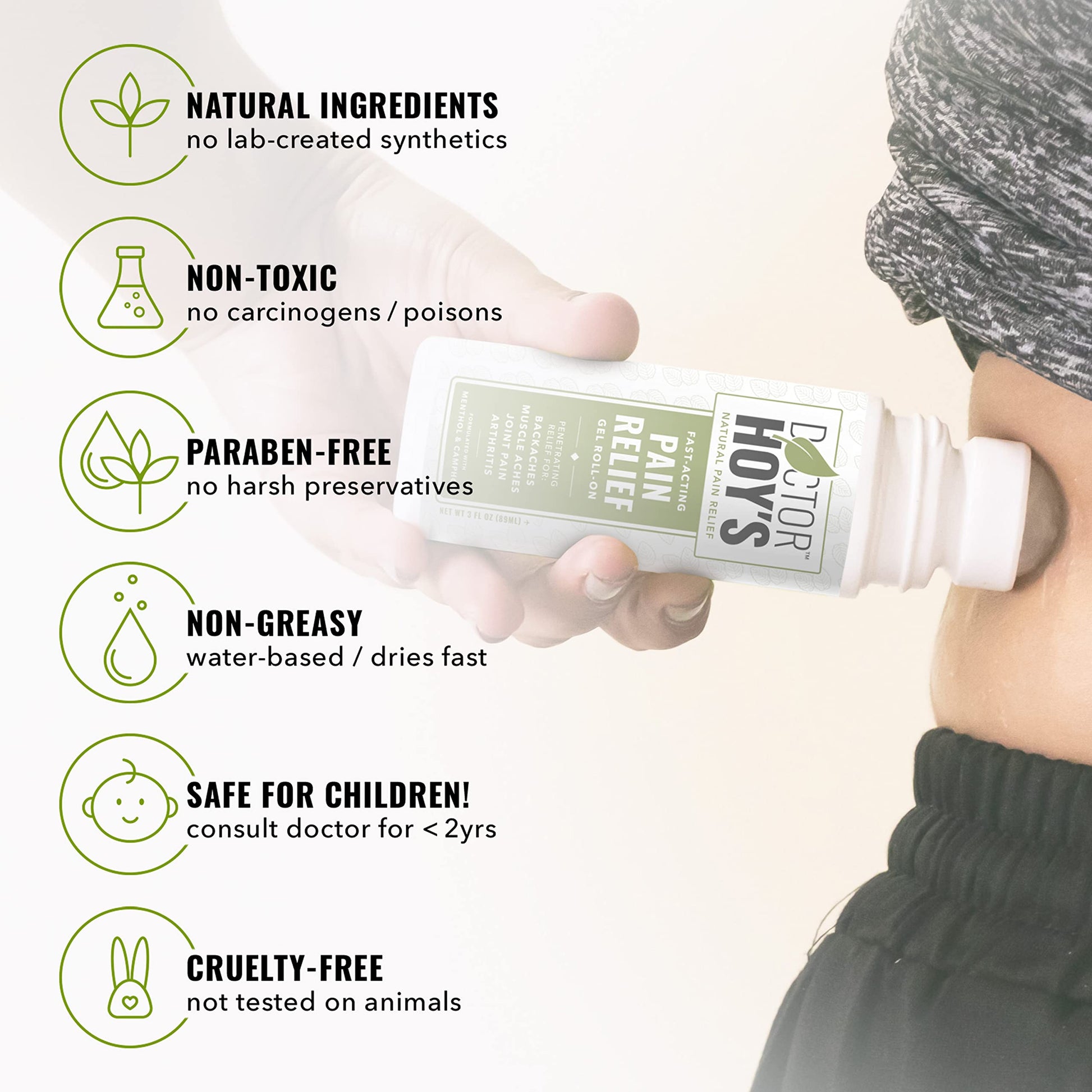 DOCTOR HOY'S Natural Pain Relief Gel, Water Based with Arnica, Anti-Inflammatory, Clean, Safe and Effective Natural Pain Relief, 3 oz. Roll-On, 3pk DOCTOR HOY'S uk supplements