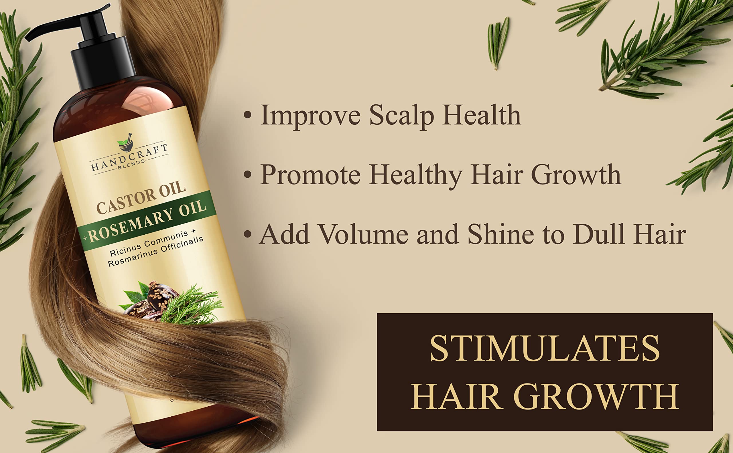 Handcraft Blends Castor Oil with Rosemary Oil for Hair Growth, Eyelashes, Eyebrows Handcraft Blends uk supplements