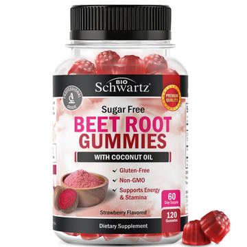Sugar Free Beet Root Gummies - Nitric Oxide Gummies Infused with Coconut Oil for Highest Absorption - Supports Energy & Whole Body Health BioSchwartz uk supplements