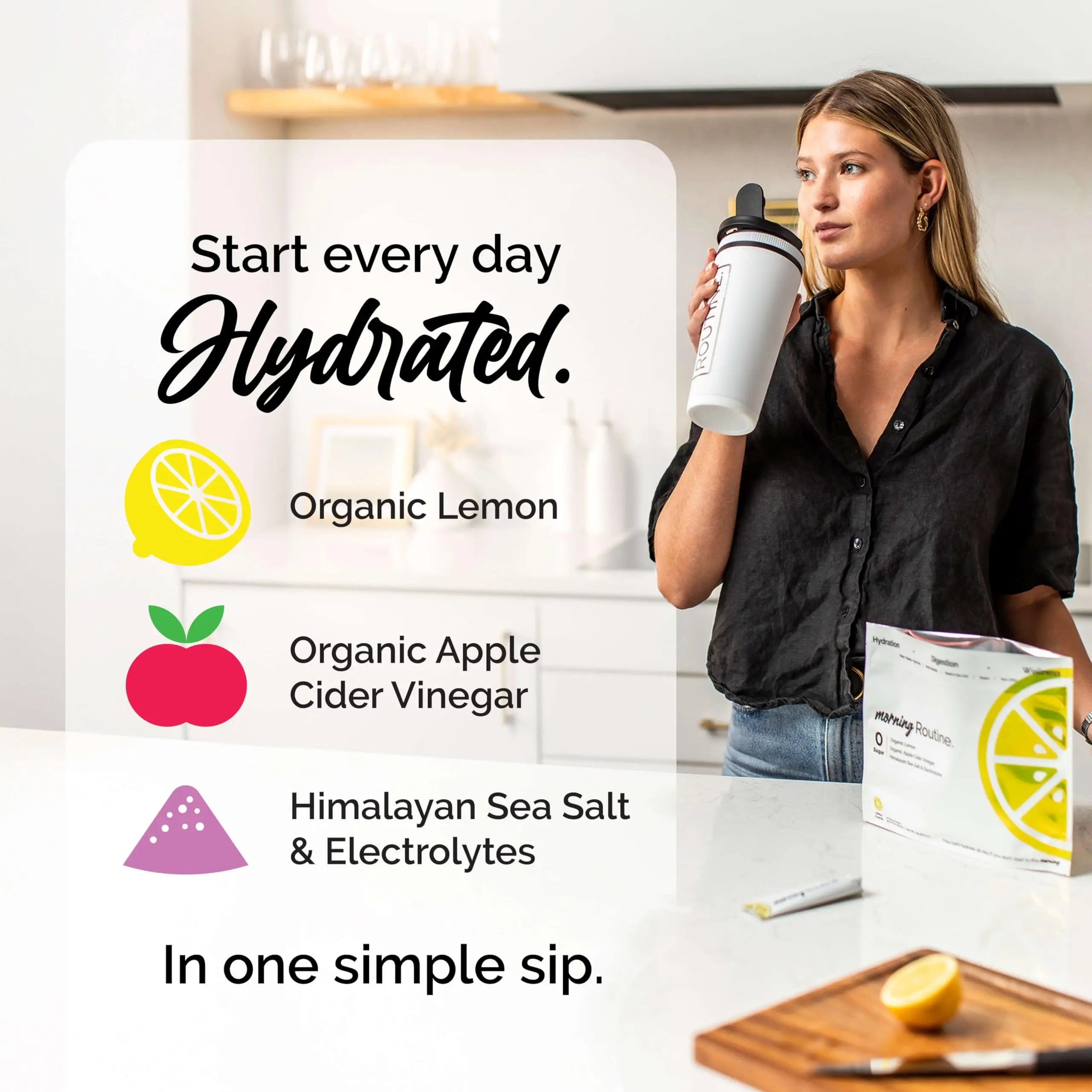 ROUTINE Morning Daily Hydration | Electrolyte Powder Packets | Lemon, Apple Cider Vinegar & Sea Salt Drink Mix | Sugar-Free, Keto & Paleo-Friendly | 3rd-Party ROUTINE uk supplements