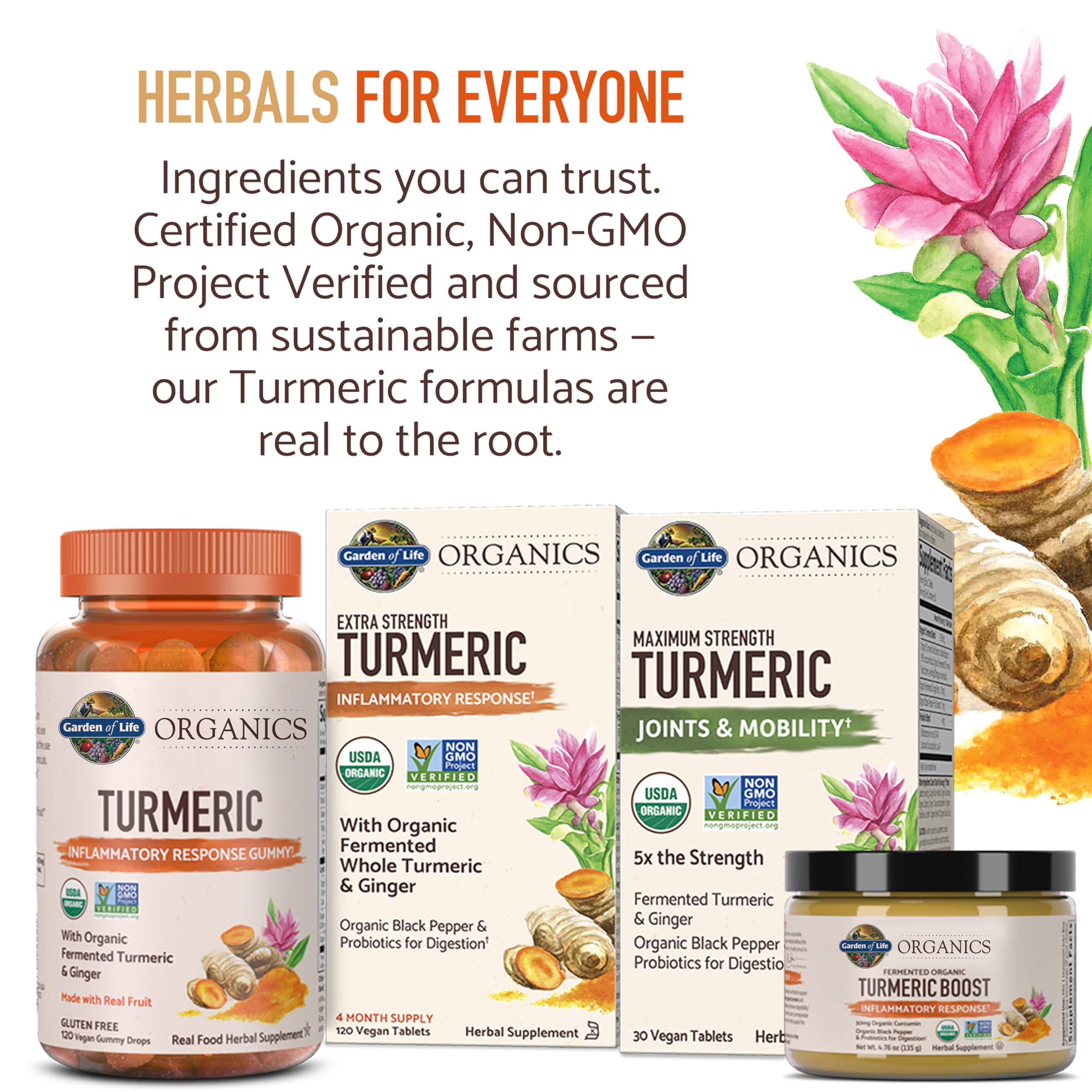 Garden of Life Organics Extra Strength Turmeric Inflammatory Response 120 Tablets-100Mg Curcumin (95% Curcuminoids) Black Pepper, Probiotics, Organic Non-GMO Vegan Gluten Free Herbal Supplement Garden of Life uk supplements