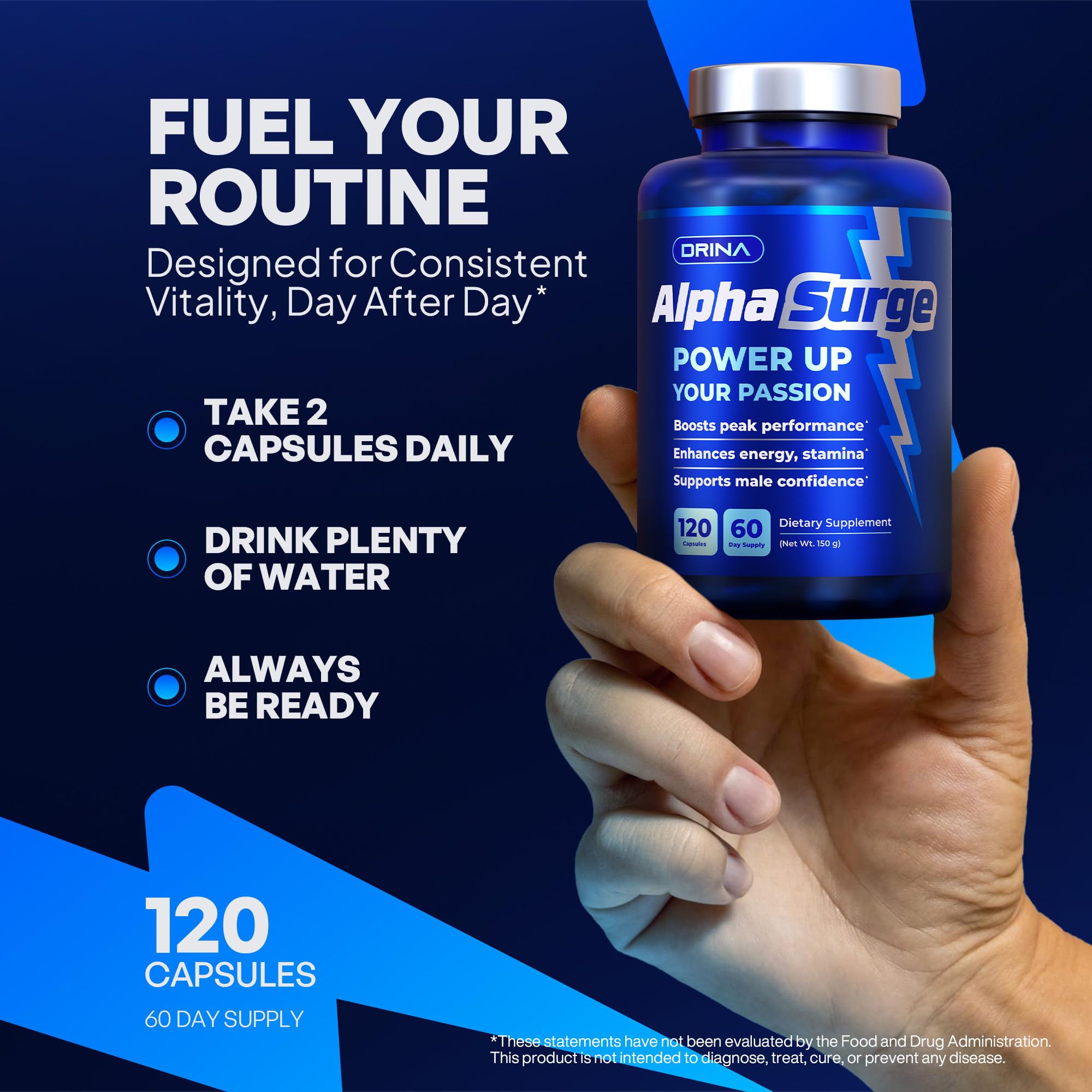 Pills for Men Fast Acting - Male Enhancing Supplement Testosterone Booster - Blood Flow, Libido, Size, Girth, Hardness, Stamina, Enlargement, Growth - Natural Performance Enhancer - 2 Month Supply DRINA uk supplements