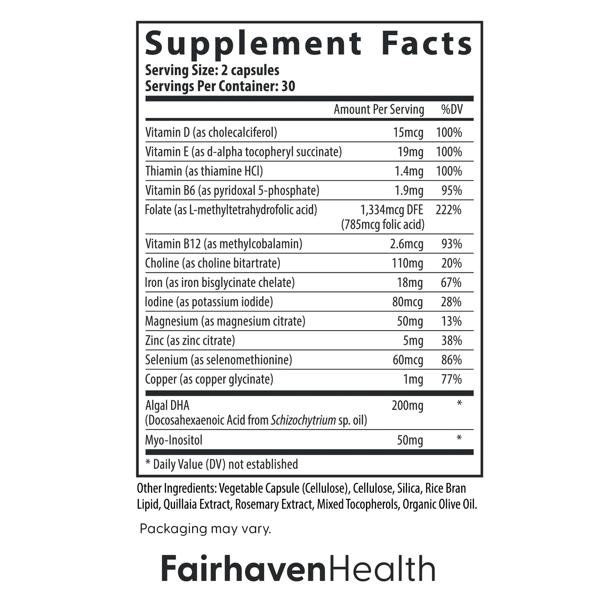 Fairhaven Health Prenatal Multivitamin Essentials with DHA | Prenatal Vitamins + DHA, Choline, Myo-Inositol | Fairhaven Health uk supplements