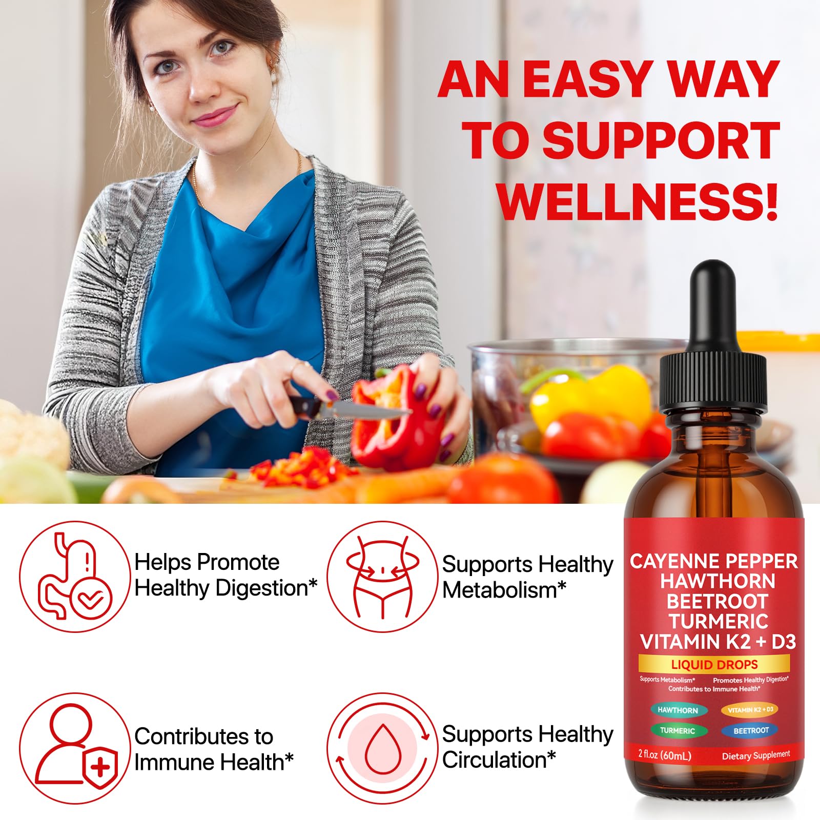 Cayenne Pepper Drops, Cayenne Pepper Extract with Herbal Blend - Includes Hawthorn, Beet Root & Turmeric (1Pack) WHLH & WELL-BEING uk supplements