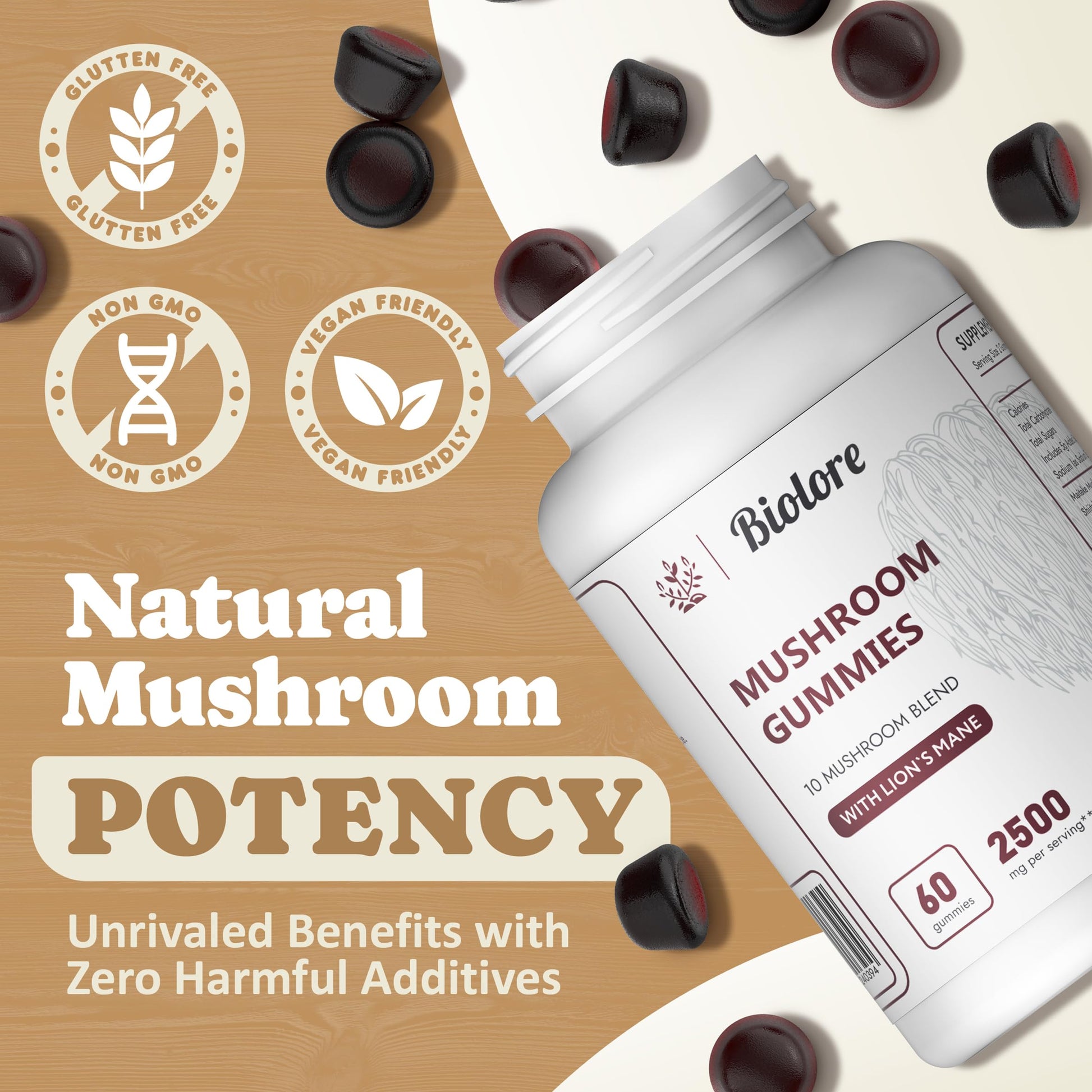 Biolore Mushroom Complex Gummies: 10 Powerful Mushrooms with Chaga, Lions Mane Biolore uk supplements