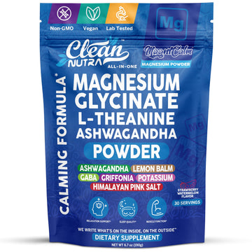 Magnesium Glycinate Powder Supplement + L Theanine Ashwagandha Glycine Apigenin Lemon Balm GABA 5HTP Pink Salt Potassium L Tryptophan Calcium | Powdered Sleep Aid Calm Trace Minerals Vitamin Clean Nutraceuticals uk supplements