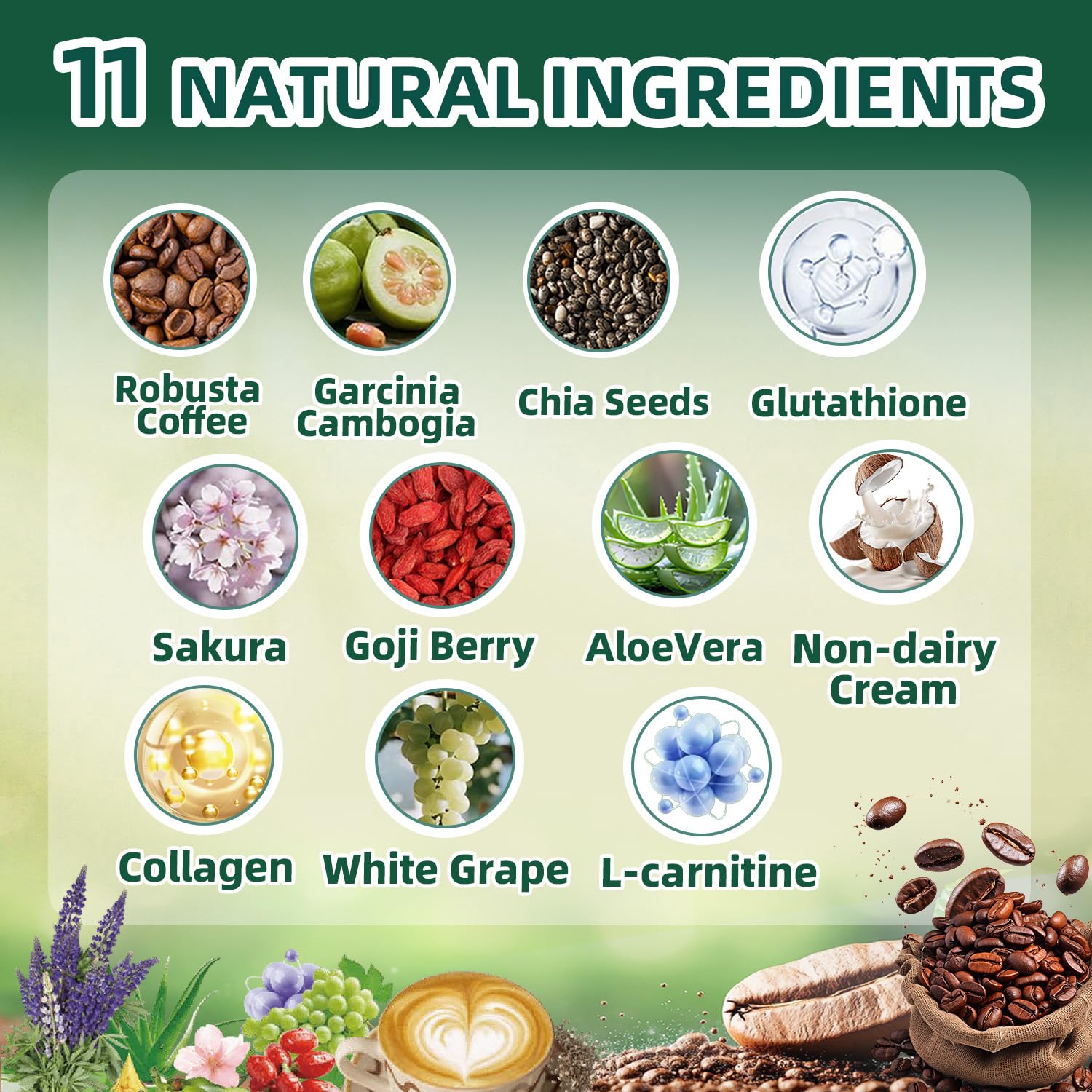 Skiseoy 20x Collagen Chia Coffee - 11-in-1 Coffee Shape Mix with L-Glutathione for Skin, Hair, Joints - Boost Energy and Focus, Vegan Friendly, 45 Servings Skiseoy uk supplements