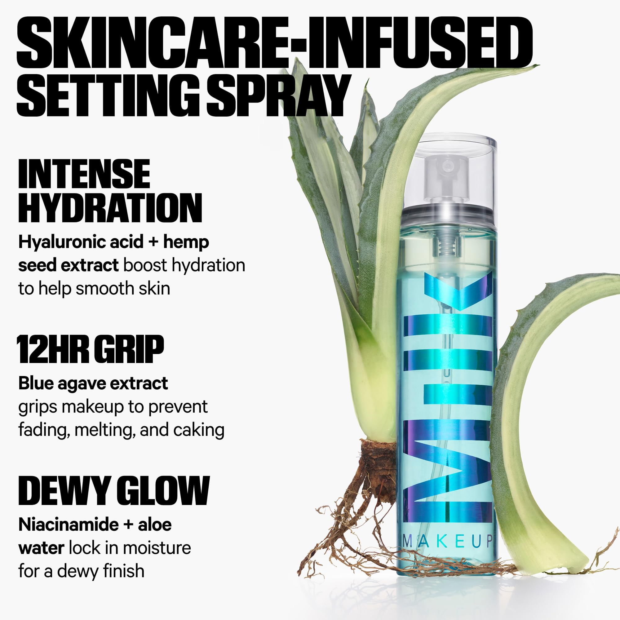 Milk Makeup Hydro Grip Set + Refresh Spray with Hyaluronic Acid – Sets Makeup + Hydrates Skin for Up to 12 Hours – Long-Lasting, Alcohol-Free Facial Mist for Dewy, Radiant Skin – 1.69 oz Milk Makeup uk supplements