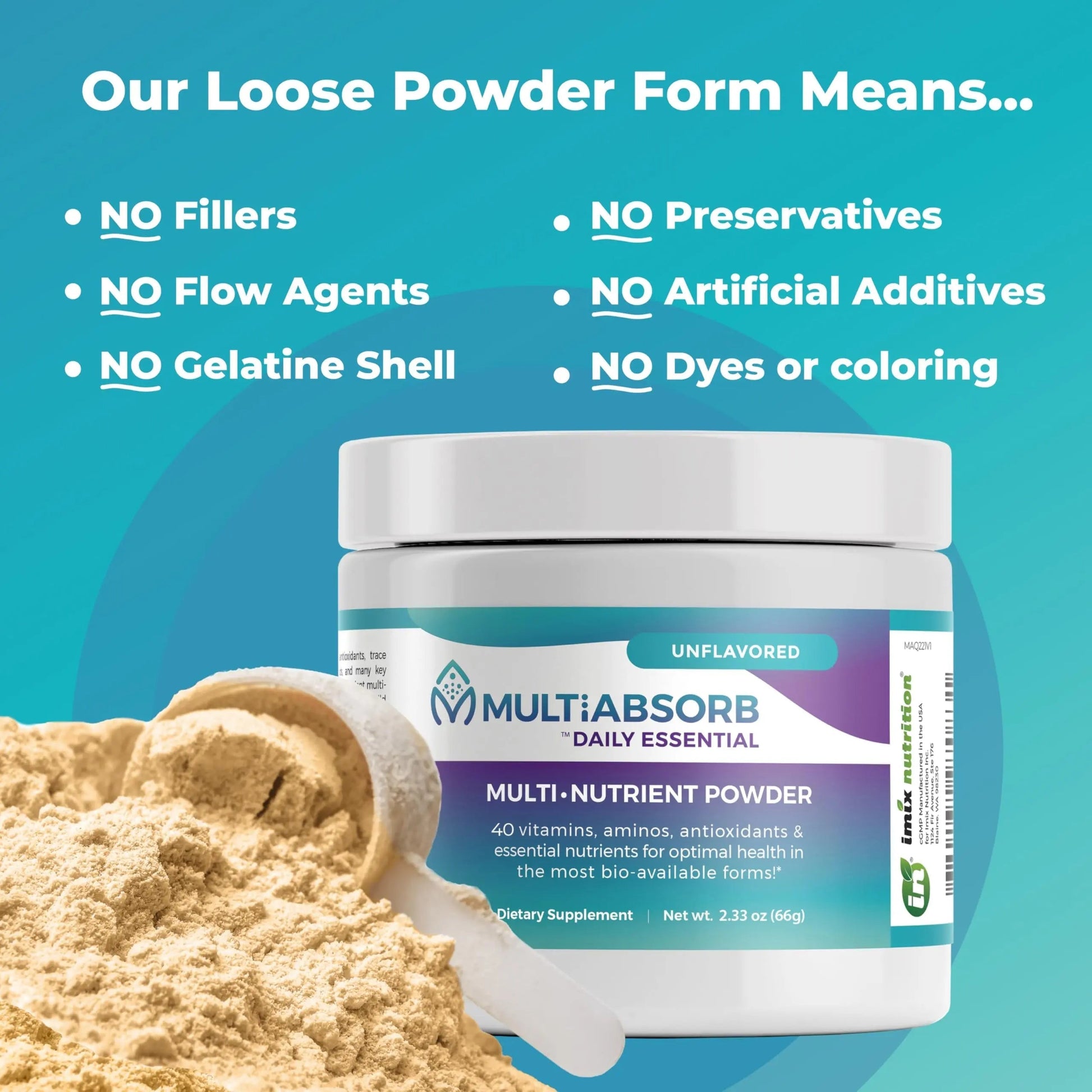 MultiAbsorb~Daily Essential, Multi-Nutrient Powder for Optimal Health, Vitamins, Minerals, Antioxidants, No Fillers or Preservatives Imix Nutrition uk supplements