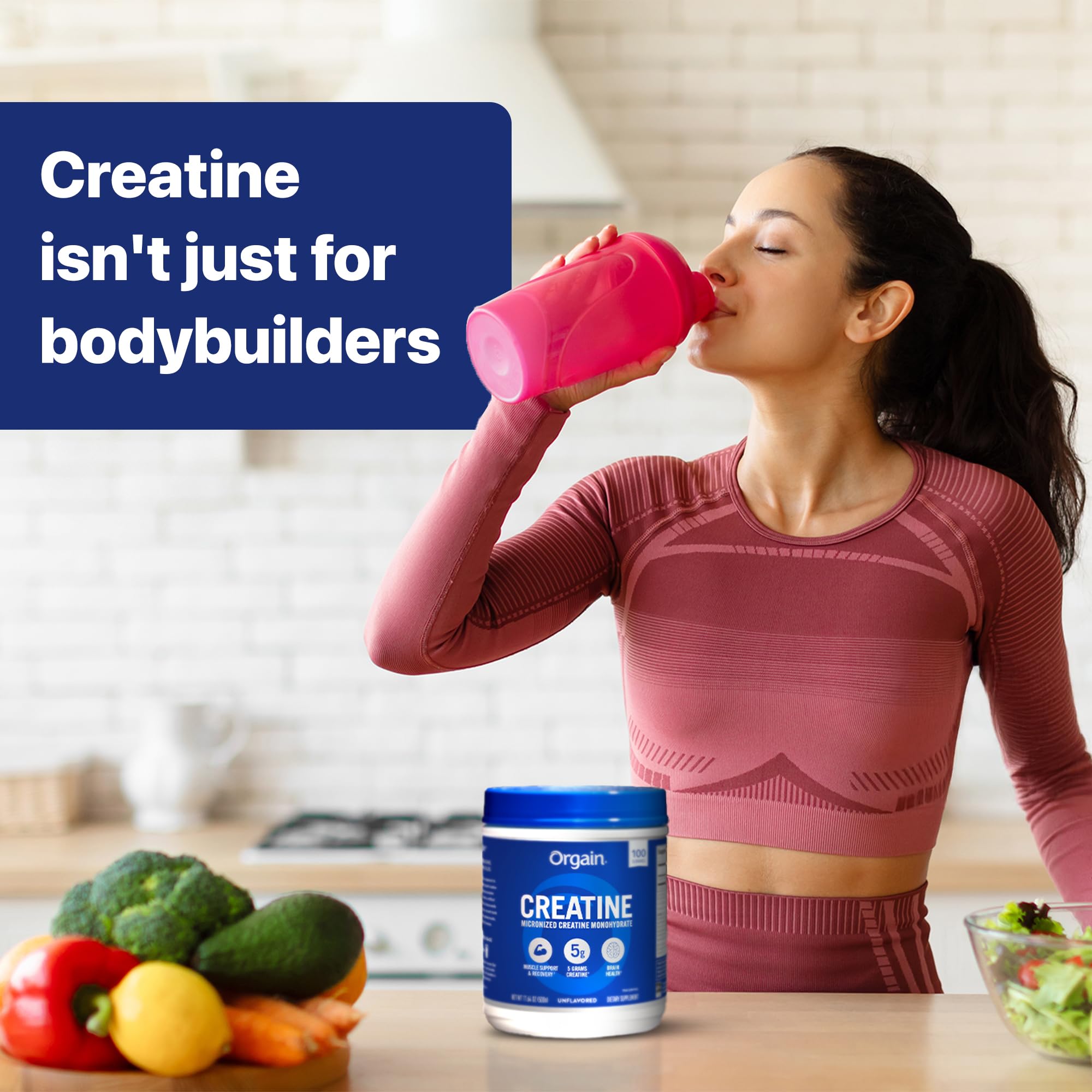Orgain Creatine Monohydrate Micronized Powder, 100 Servings, Unflavored, Supports Muscle Growth, Post Workout Recovery and Brain Health, No Artificial Additives, for Men & Women, Vegan Orgain uk supplements