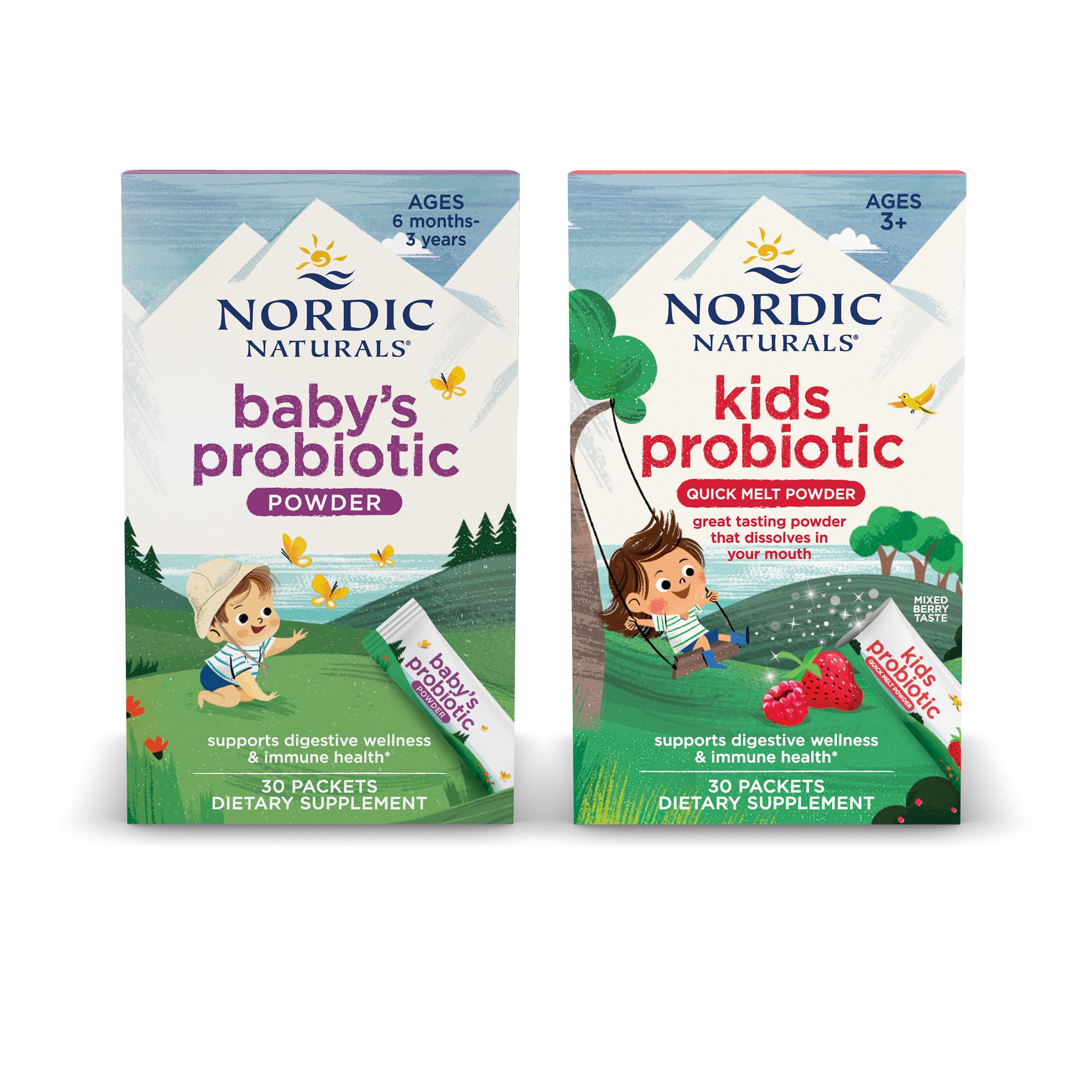 Nordic Naturals Children's Vegan Probiotic Powder Bundle - Baby’s Nordic Flora Probiotic Powder, Unflavored - 30 Packets - 4 Billion CFU Nordic Naturals uk supplements