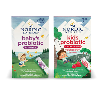 Nordic Naturals Children's Vegan Probiotic Powder Bundle - Baby’s Nordic Flora Probiotic Powder, Unflavored - 30 Packets - 4 Billion CFU Nordic Naturals uk supplements