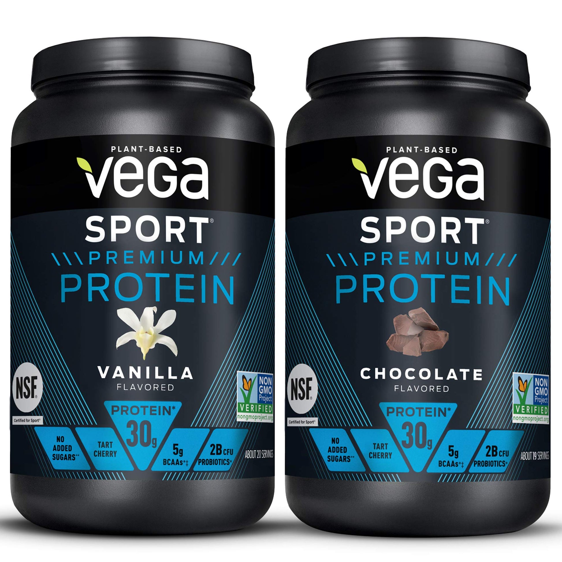 Vega Sport Premium Protein Powder Bundle, Chocolate + Vanilla, Plant Based Protein Vega uk supplements