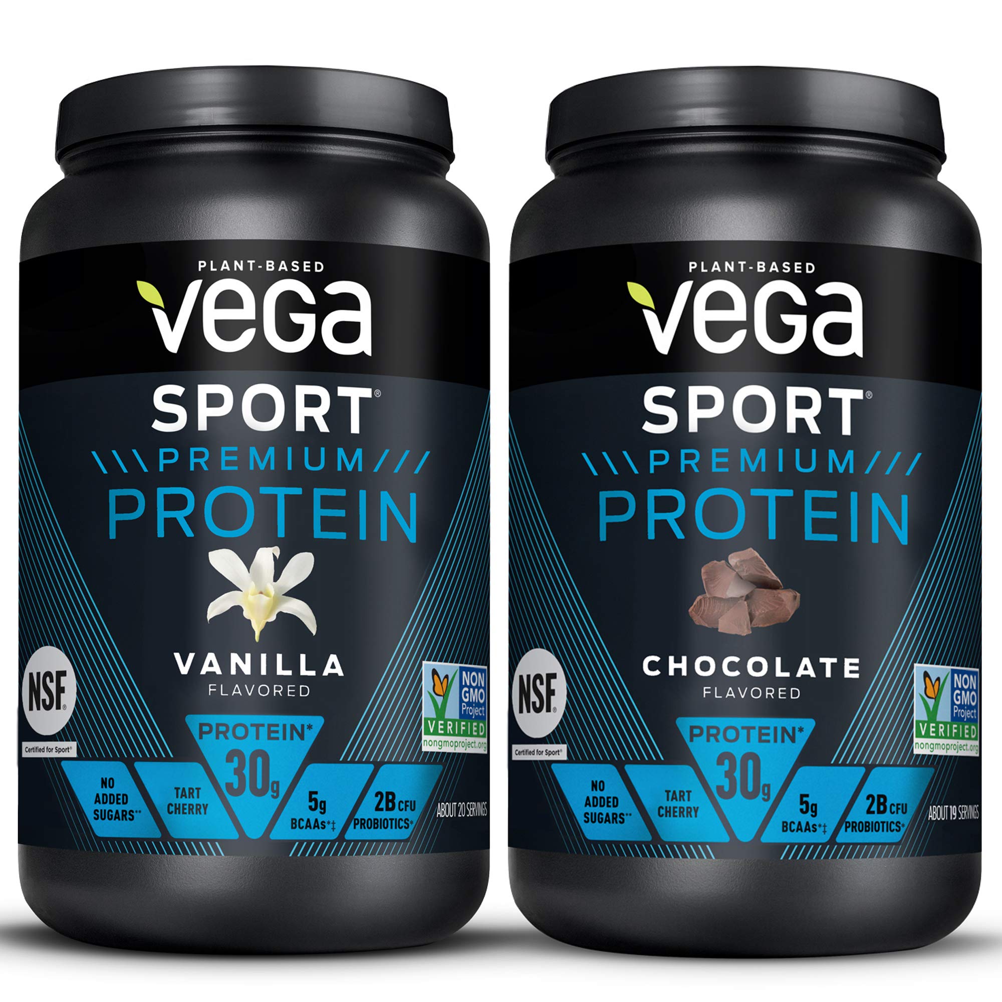 Vega Sport Premium Protein Powder Bundle, Chocolate + Vanilla, Plant Based Protein Vega uk supplements