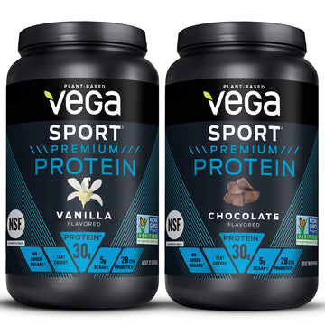 Vega Sport Premium Protein Powder Bundle, Chocolate + Vanilla, Plant Based Protein Vega uk supplements