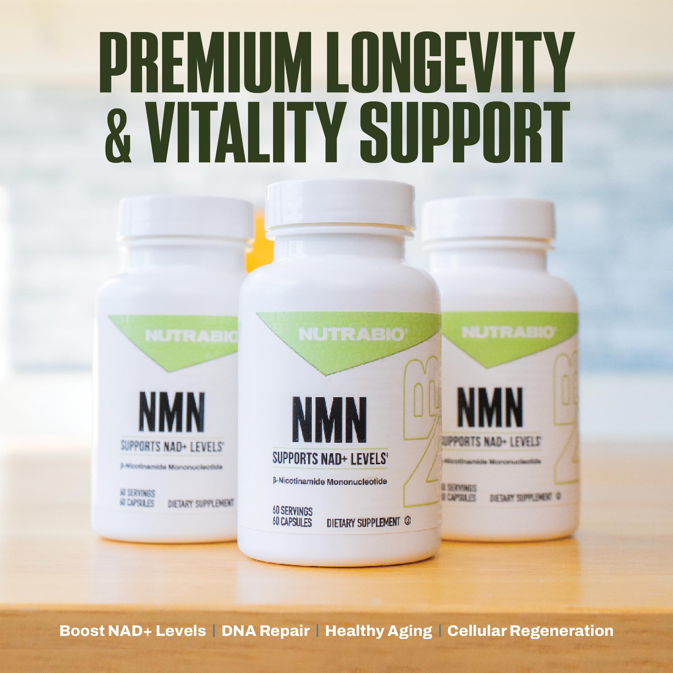 NutraBio NMN - NAD Supplement, Longevity Support, Boost NAD Levels, Increase Cellular Energy, Brain Health, Healthy Aging- 60 Servings- 60 Capsules NutraBio uk supplements
