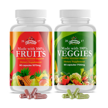 Fruits and Vegetables Supplement - 90 Fruit and 90 Veggie Capsules - Nature Vitamins, Balance of Fruits and Veggies Supports Energy Balance, Soy Free, Vegan Capsules - 90 Count (Pack of 2) FLORIDA HERBS uk supplements