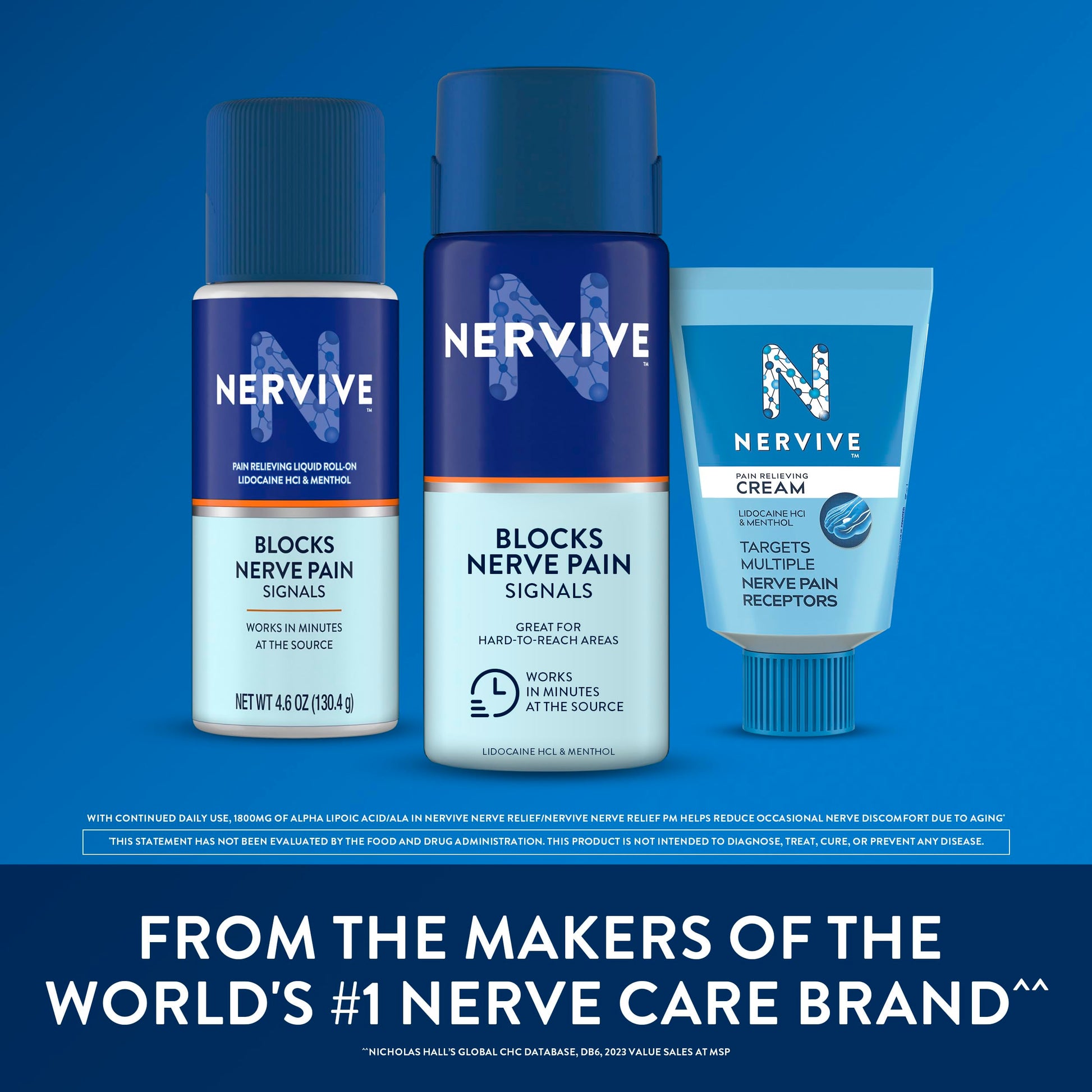 Nervive Pain Relieving Spray, Lidocaine Spray, Nervive Pain Relief, Lidocaine Topical, Foot Pain, Leg Pain, Hand Pain, Max Strength Formula, for Hard to Reach Areas, 4.5oz Nervive uk supplements