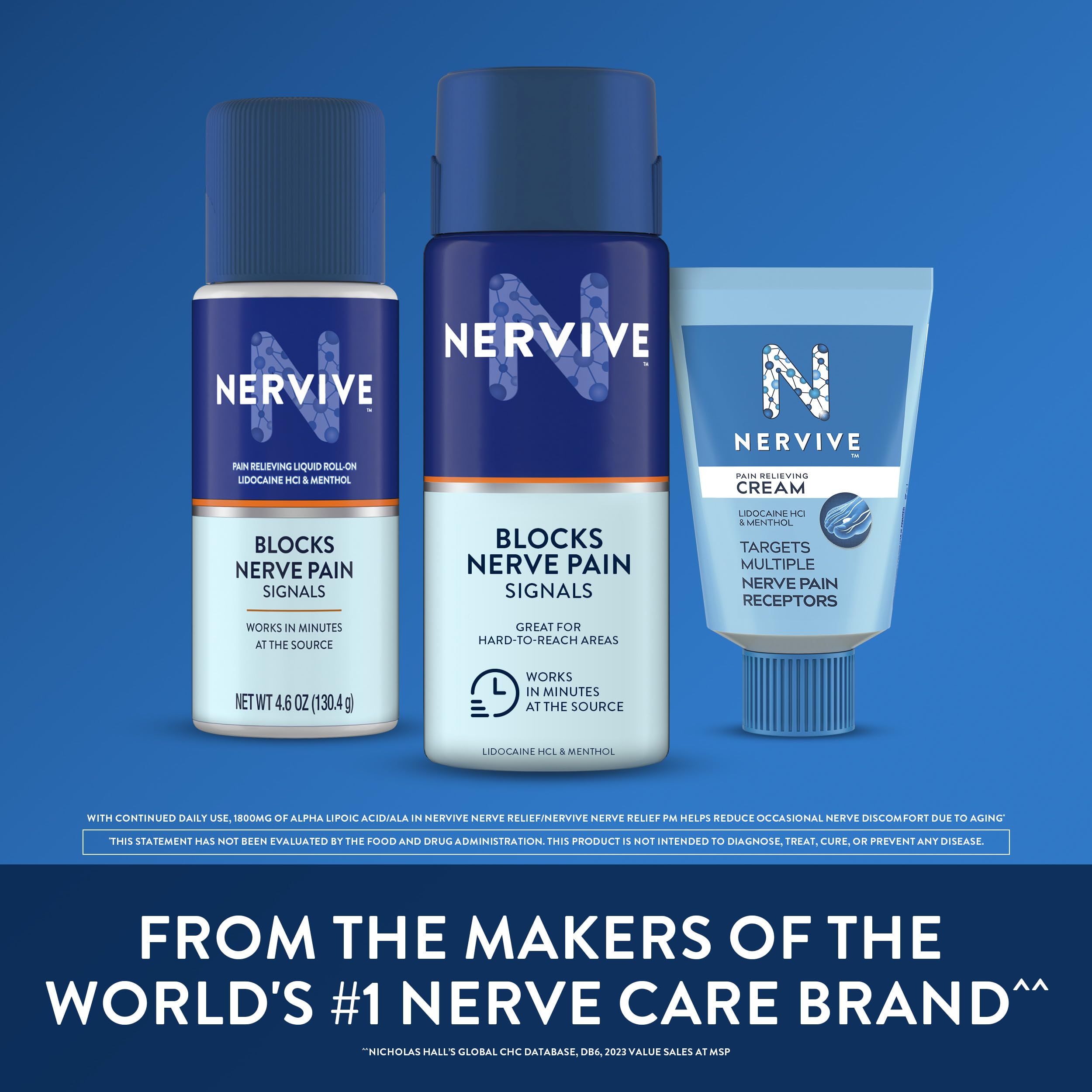 Nervive Pain Relieving Spray, Lidocaine Spray, Nervive Pain Relief, Lidocaine Topical, Foot Pain, Leg Pain, Hand Pain, Max Strength Formula, for Hard to Reach Areas, 4.5oz Nervive uk supplements
