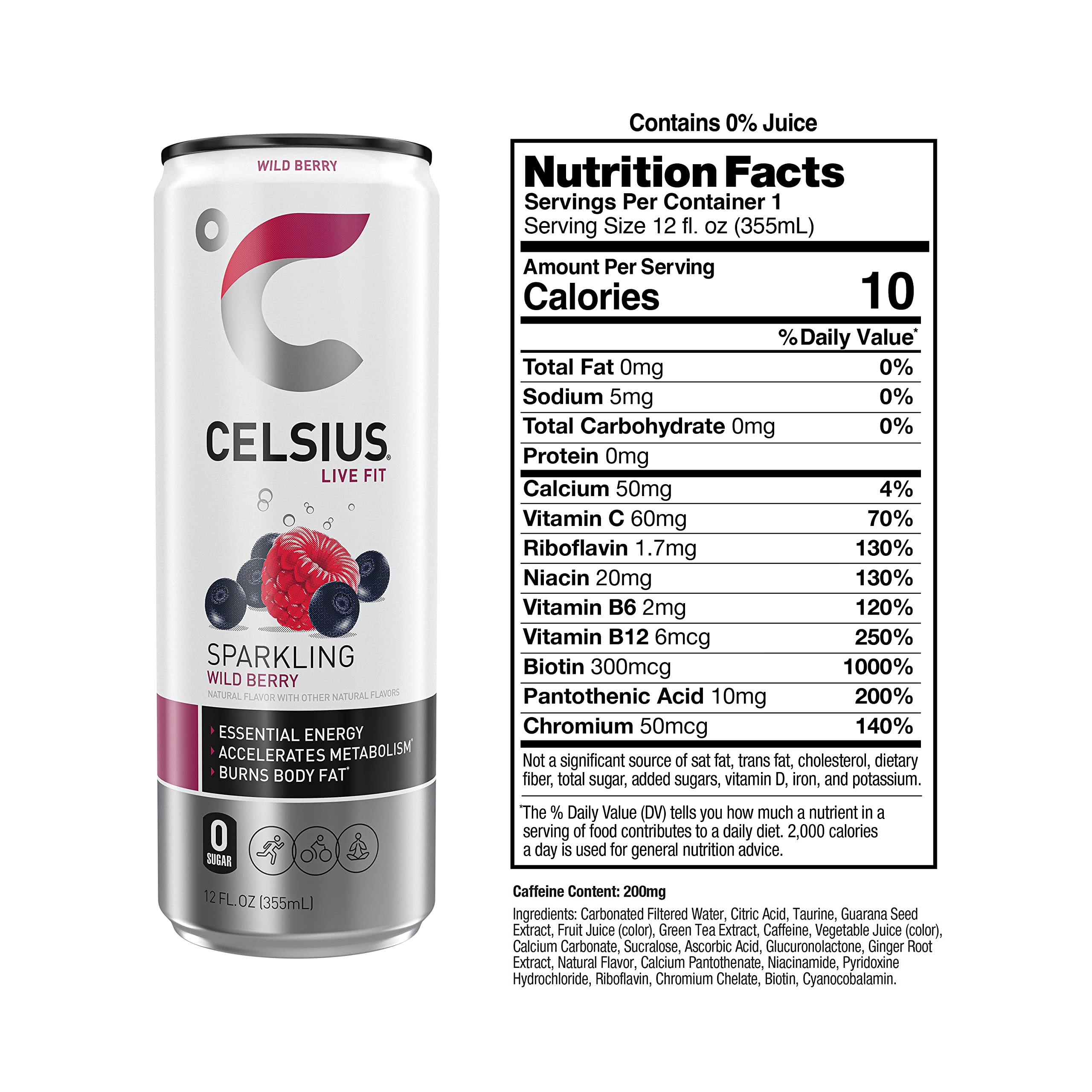 CELSIUS Sparkling Wild Berry, Functional Essential Energy Drink 12 Fl Oz (Pack of 12) CELSIUS uk supplements