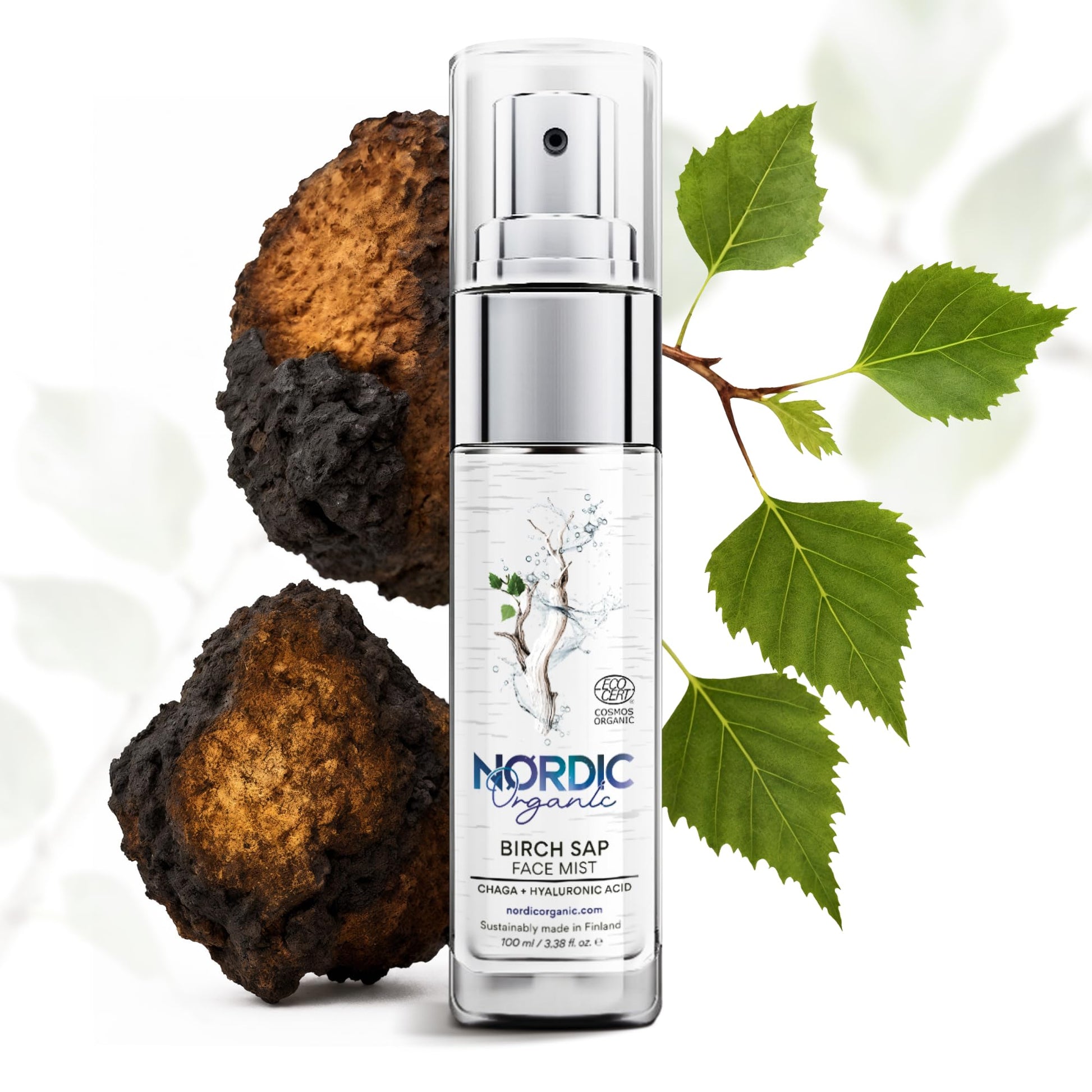 Nordic Organic Birch Sap Face Mist – COSMOS Certified Organic Formula with Hyaluronic Acid & Chaga Mushroom, Fragrance Free, Made in Finland 3.38 oz (100 ml), 1 Bottle Nordic Organic uk supplements
