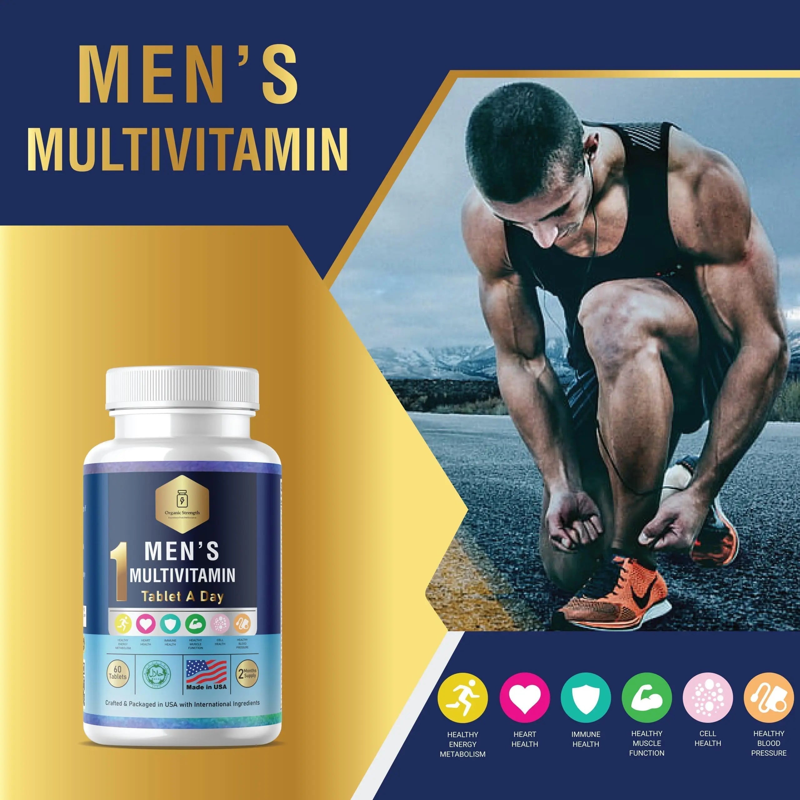Organic Strength Daily Men's Multivitamins - Multivitamin for Men & Multimineral Supplement for Enhanced Energy Organic Strength uk supplements