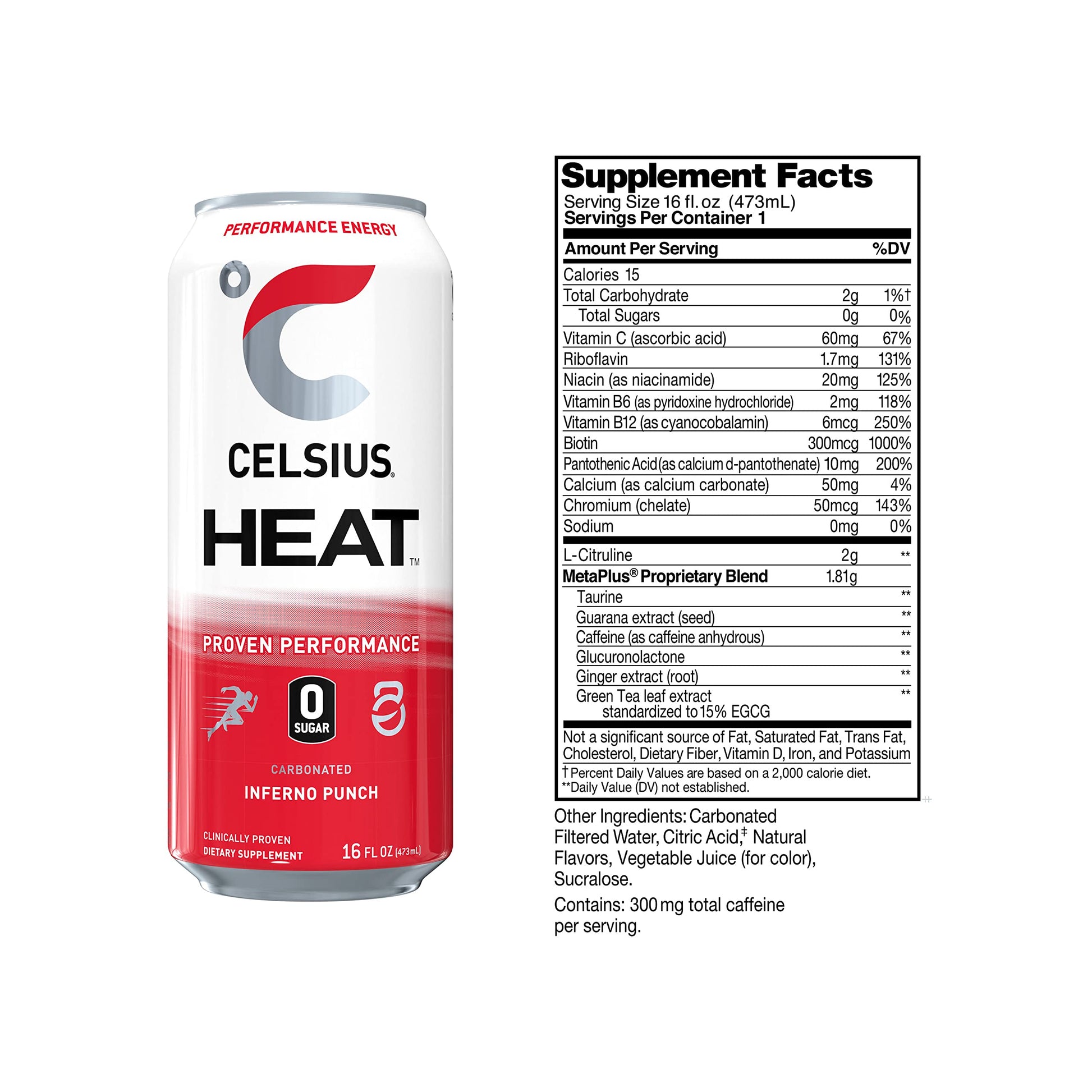CELSIUS HEAT Inferno Punch Performance Energy Drink, Zero Sugar, 16oz. Can (Pack of 12) CELSIUS uk supplements
