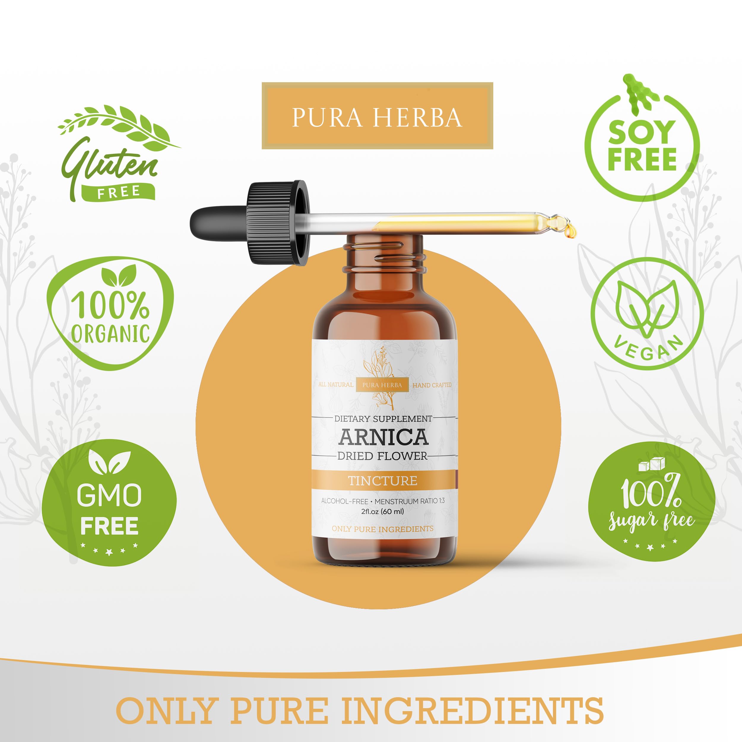 Pura Herba Arnica Liquid Extract – Alcohol-Free, Vegan, Supports Muscle Recovery & Joint Comfort, Fast-Absorbing Tincture, Made in USA – 2 Fl Oz Pura Herba uk supplements